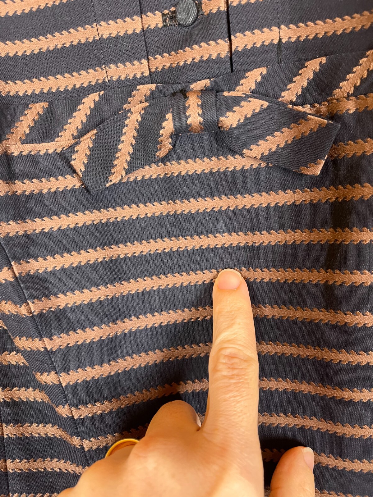 Vintage Bobbie Brooks 1960s Dress Black Coppery Brown Striped