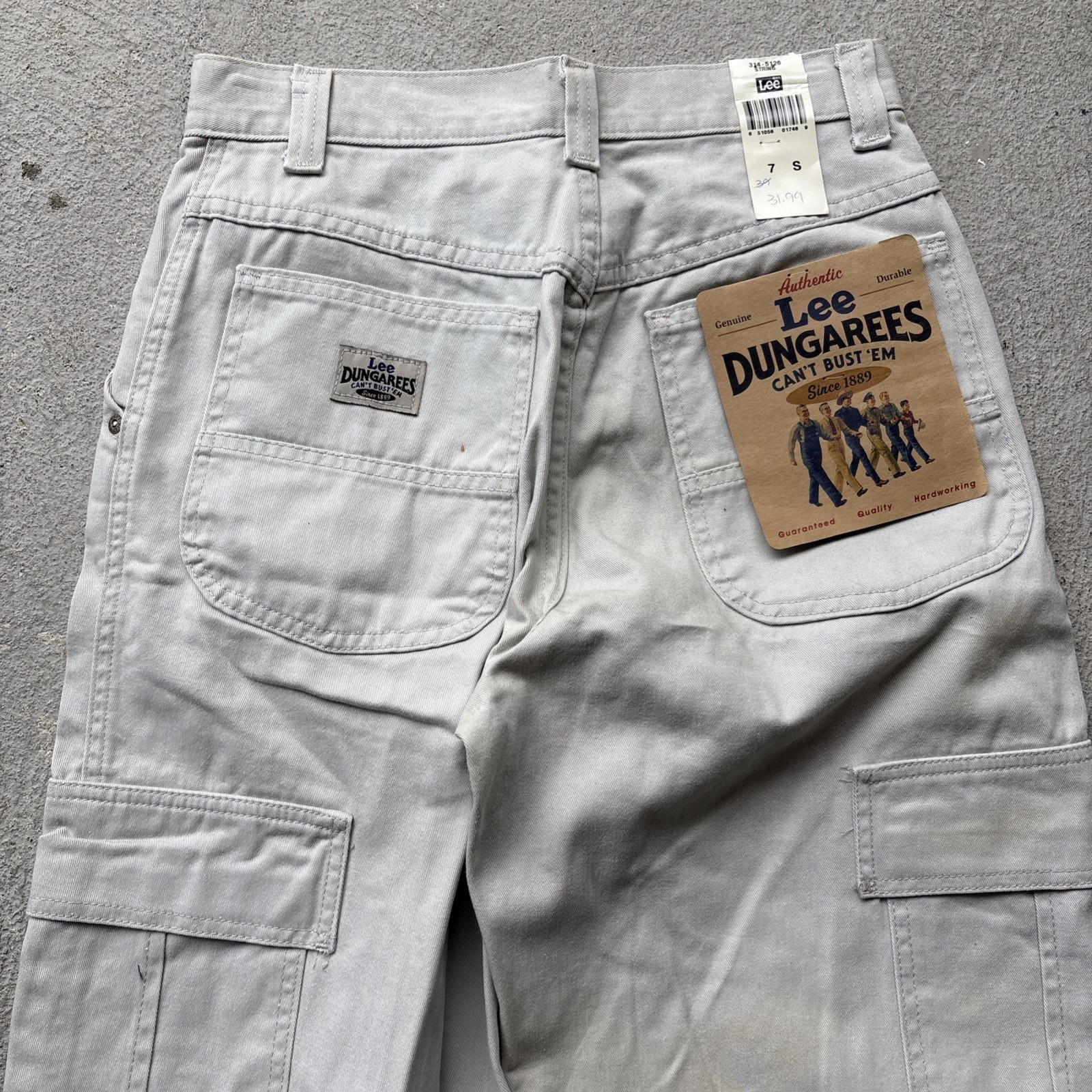 Vintage 90s LEE Cargo Pants Wide Relaxed Khaki Tan Beige USA Juniors 7 S