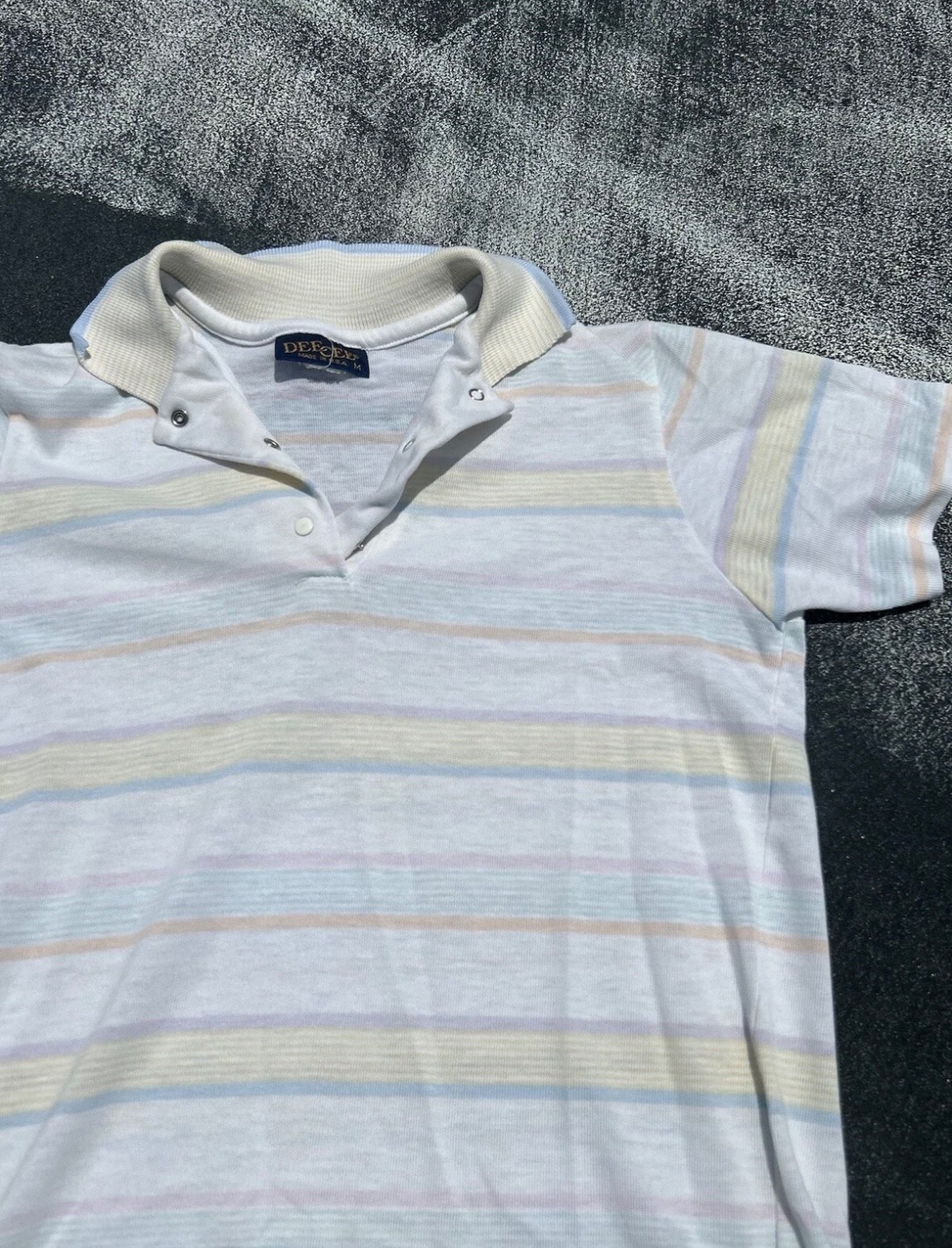 Vintage Dee Cee Pastel Color Block Collared Womens Polo Shirt Striped Pastel XS