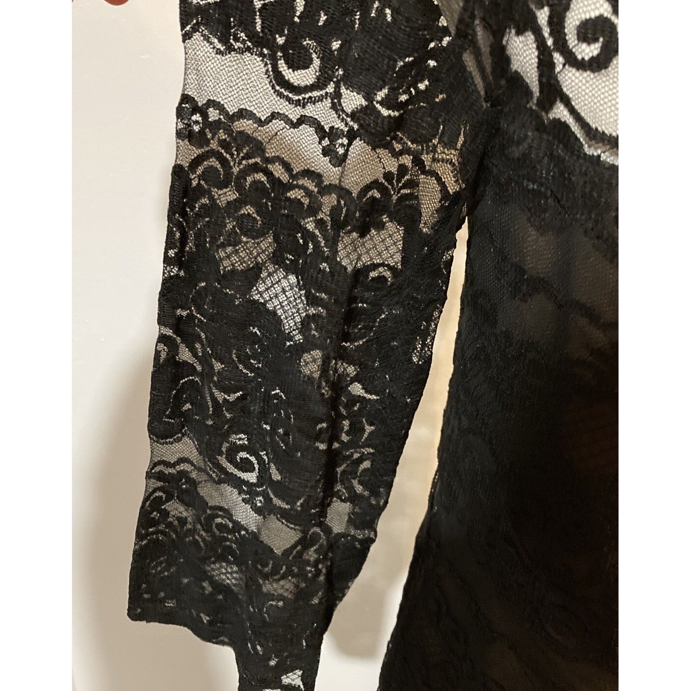 Vintage Anthony Muto Black Lace Dress Union Made in USA 1960s Puff Sleeve Size 8