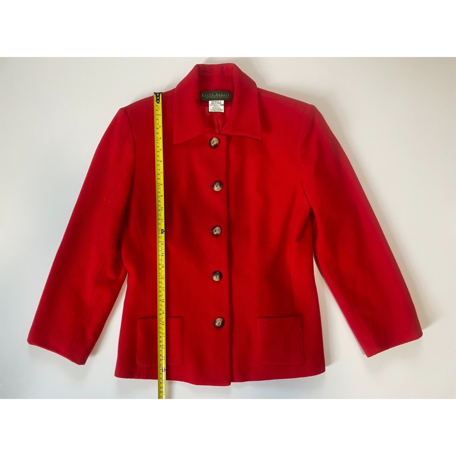 Harve Benard by Holtzman Women’s Red Wool Cashmere Blazer Nylon Lined Size 10