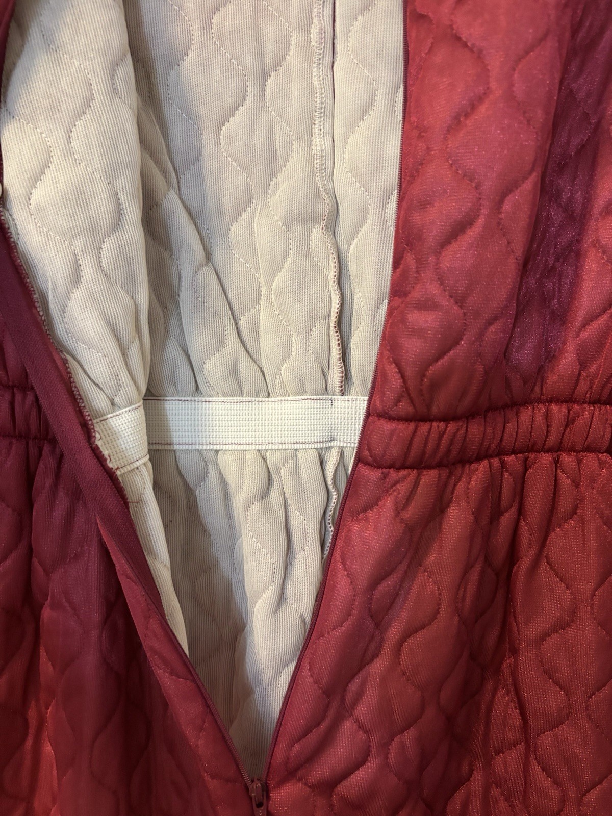 Vintage Red Quilted Pajama Jumpsuit Sz 12 Granny Prairie Winter Core USA