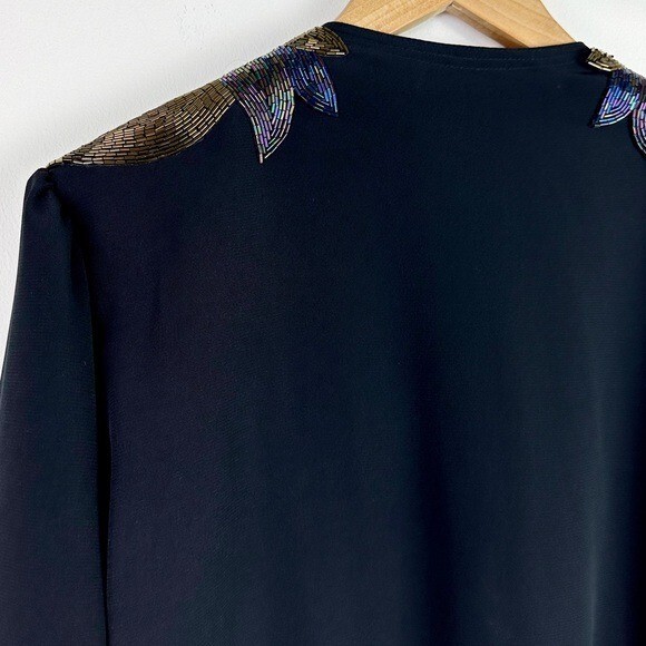 Three Flaggs 80’s Vintage Beaded Collar Blouse