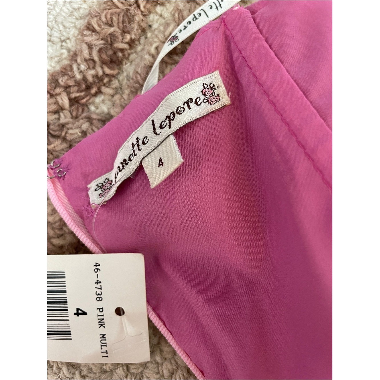 NWT Vintage Nanette Lepore Silk Butterfly Dress 2000s Strapless Pink Y2K Size 4
