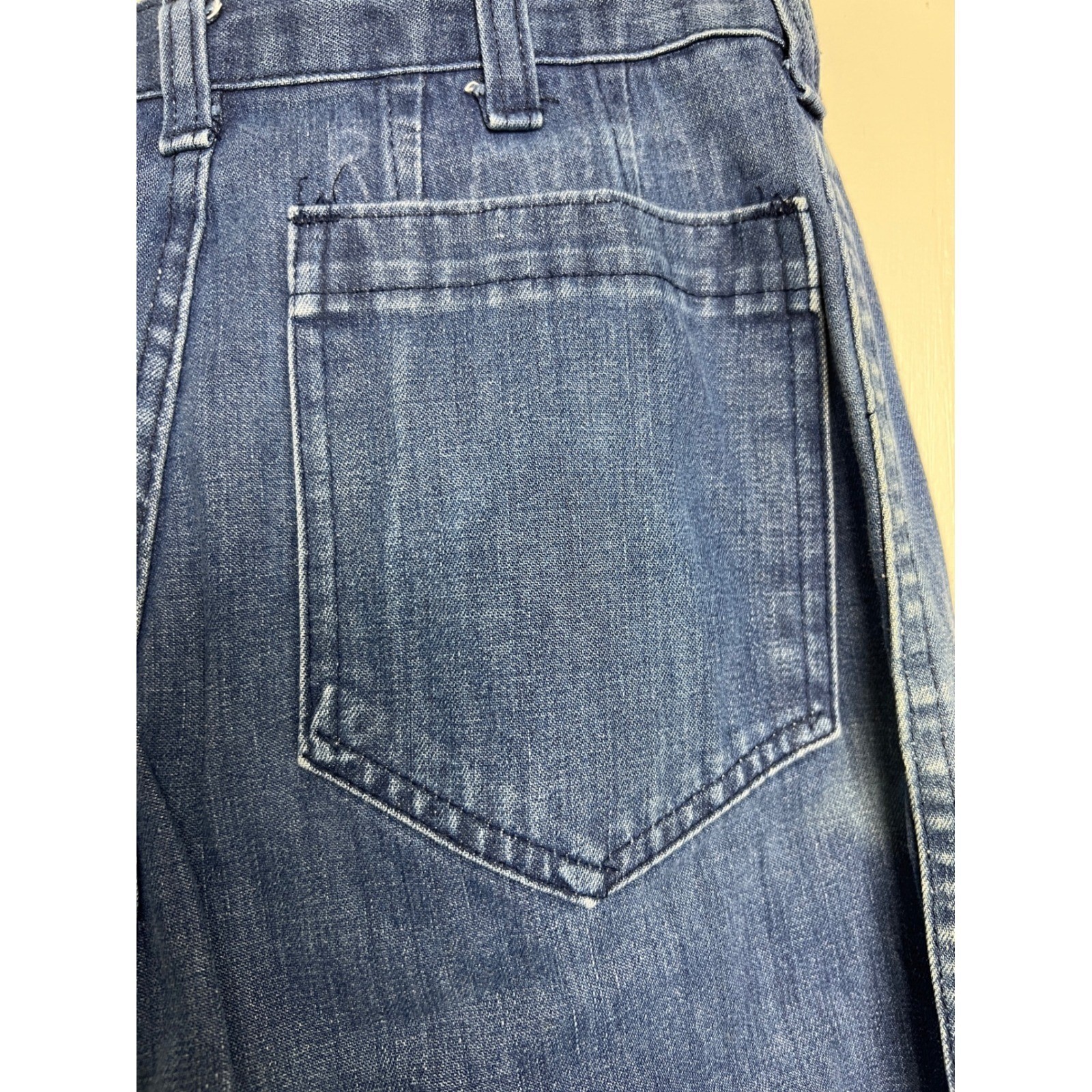 Vintage 1986 US Navy Utility Slacks Denim Hi Waisted Wide Leg Jeans 12L 26×27 G8