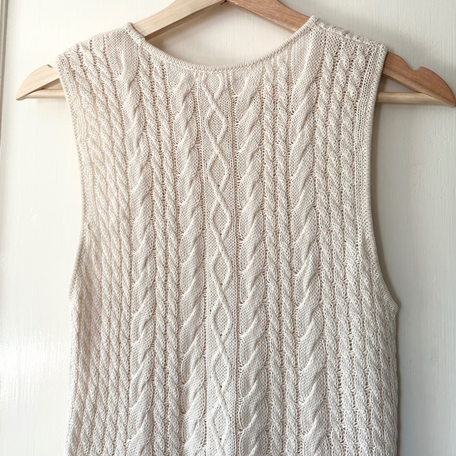 Reformation Ginetta Linen Blend Novelty Sweater Tank Cream XS Old Money Coastal
