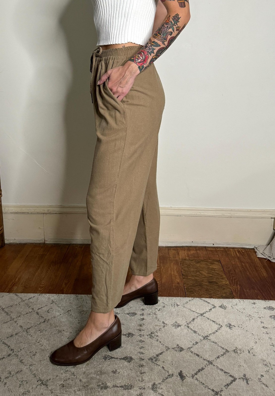 Vintage 90s Silk Pants: Relaxed Fit Wide Leg Trousers