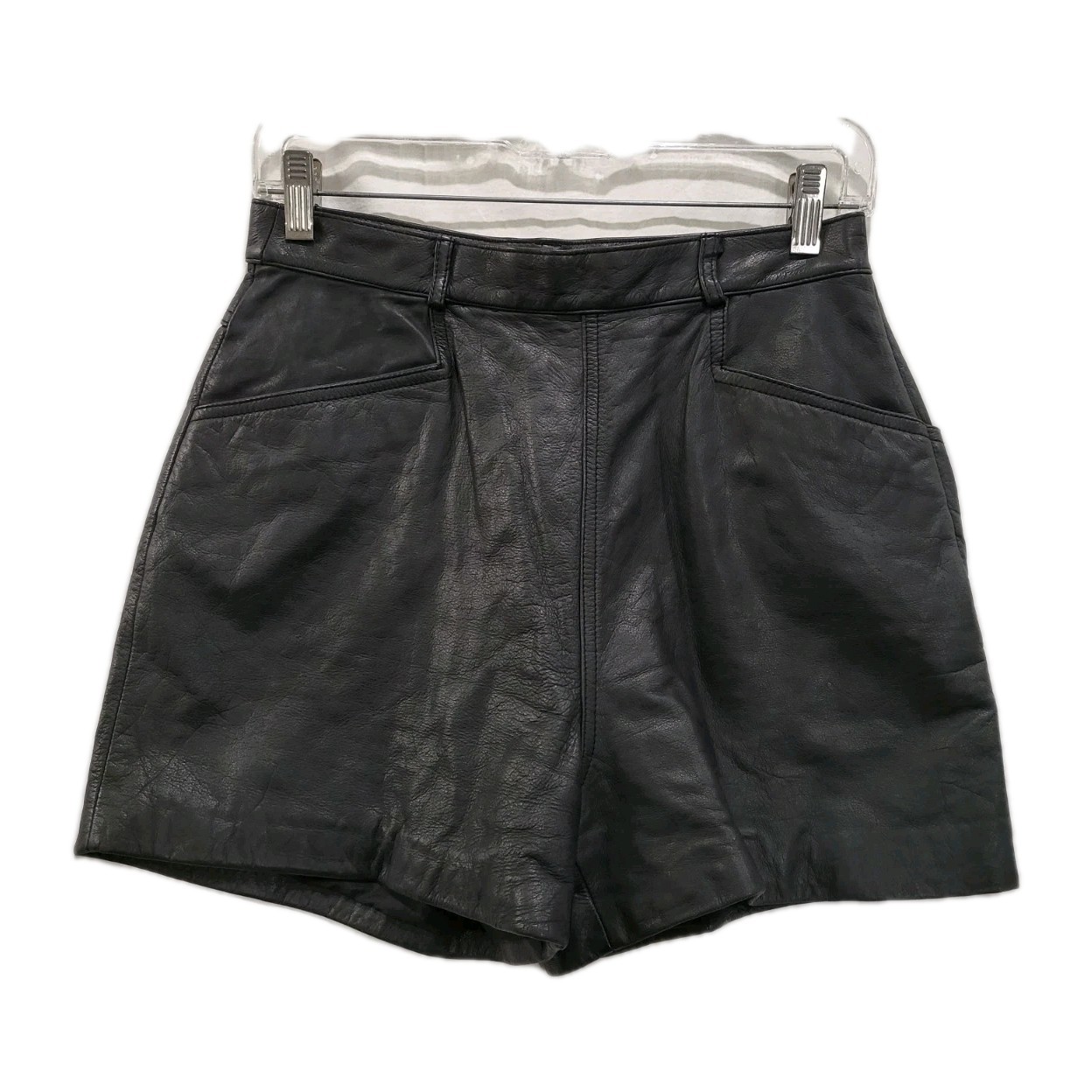 Vintage WILSONS The Leather Experts Womens Soft BLACK LEATHER Shorts size 10