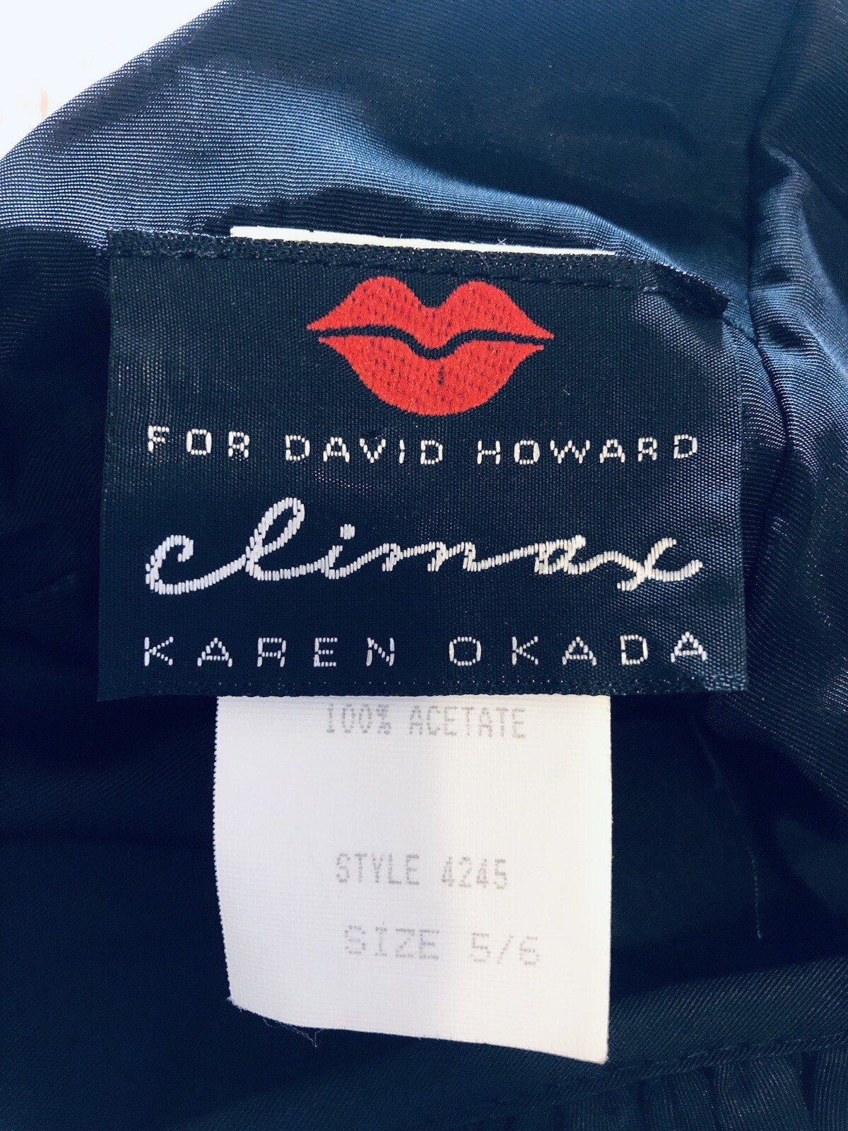 Vintage 80’s Climax Karen Okada Ruffled Peplum Bodice, knee Length Dress. Sz 5/6