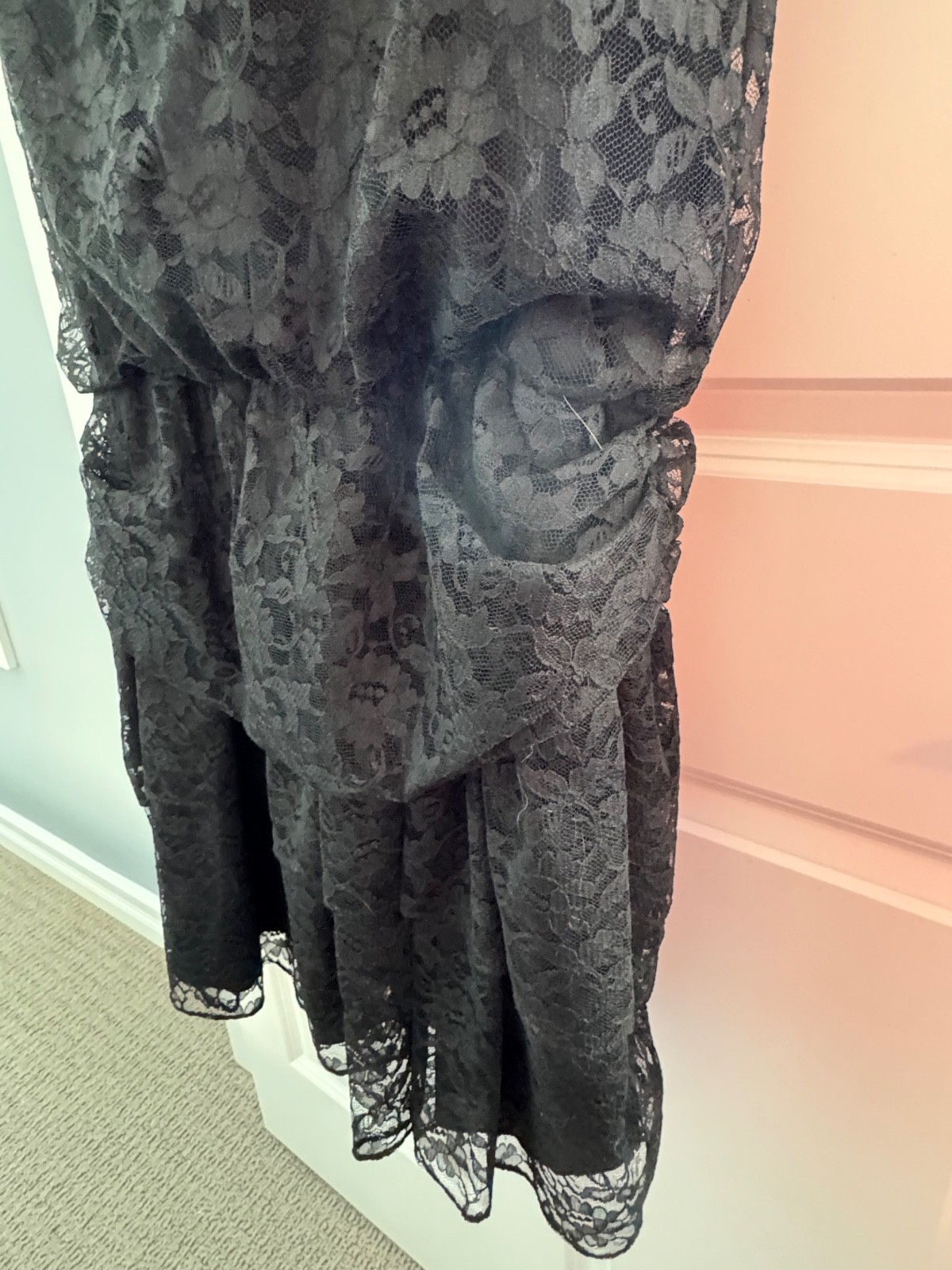 VTG Black Lace Dress 80’s Diamonds Run Designed by Wayne Diamond