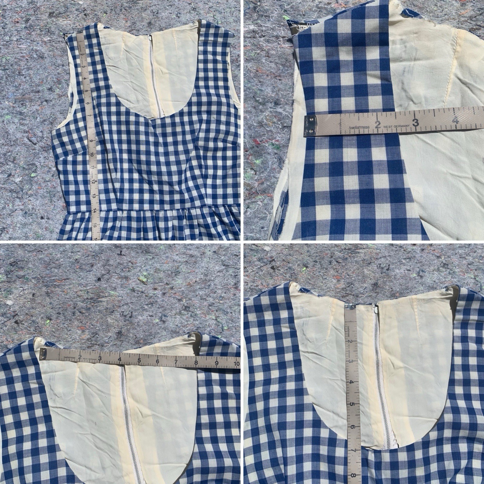 As Is vintage 50s blue gingham cotton sleeveless straight maxi dress cottage