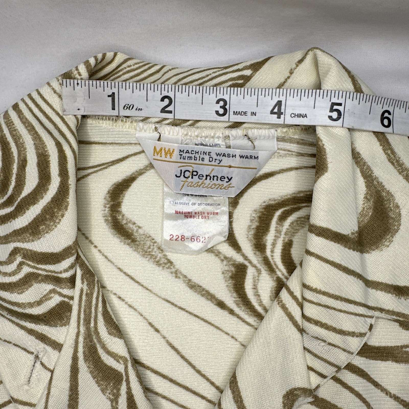 Vtg Womens Lesuire Pant Suit 70s Disco Sz 18 2pc Brown Swirls JC Penney Fashions