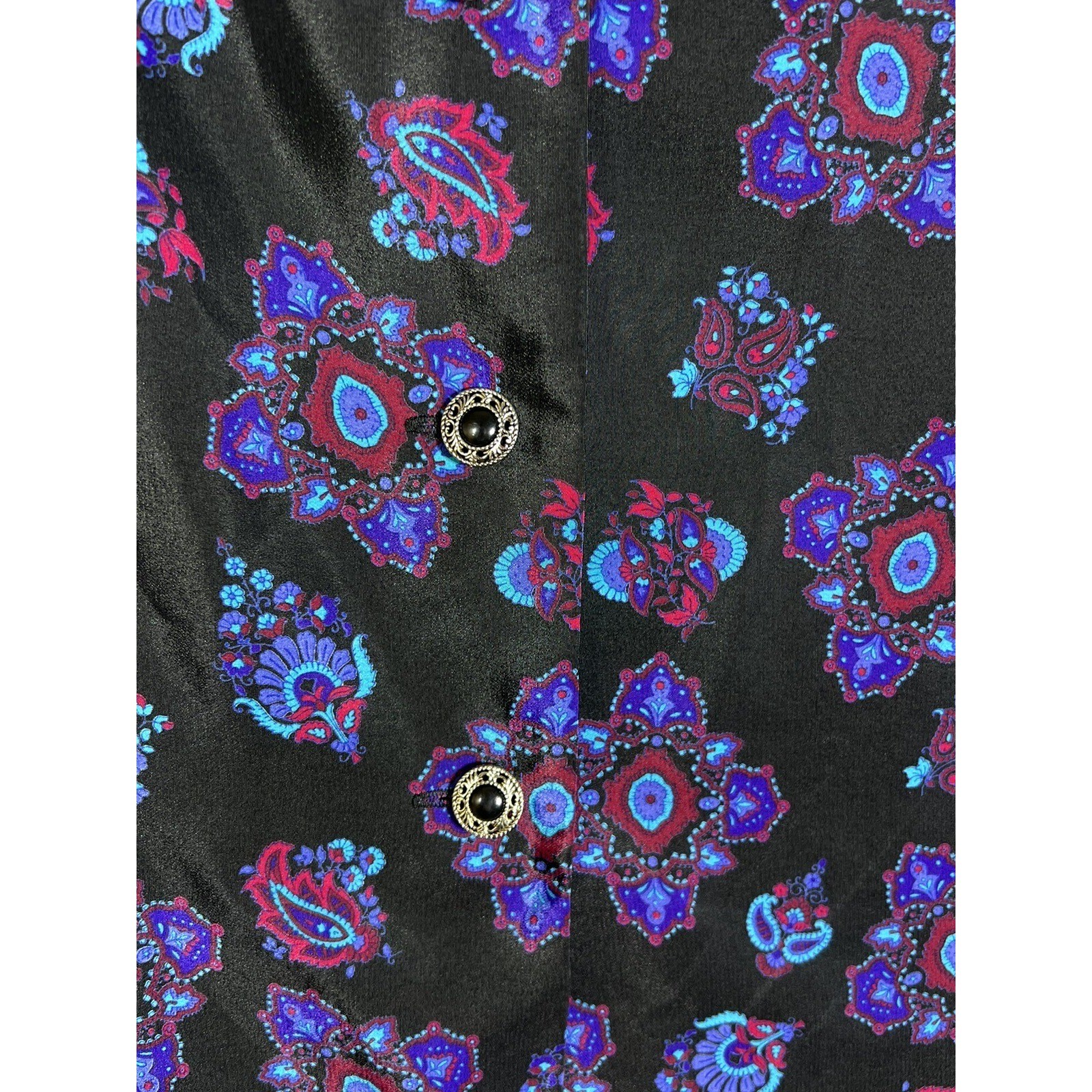 Vintage Leslie Fay Petites Floral Button Up Top Blouse Womens Size 10 Petite 10P