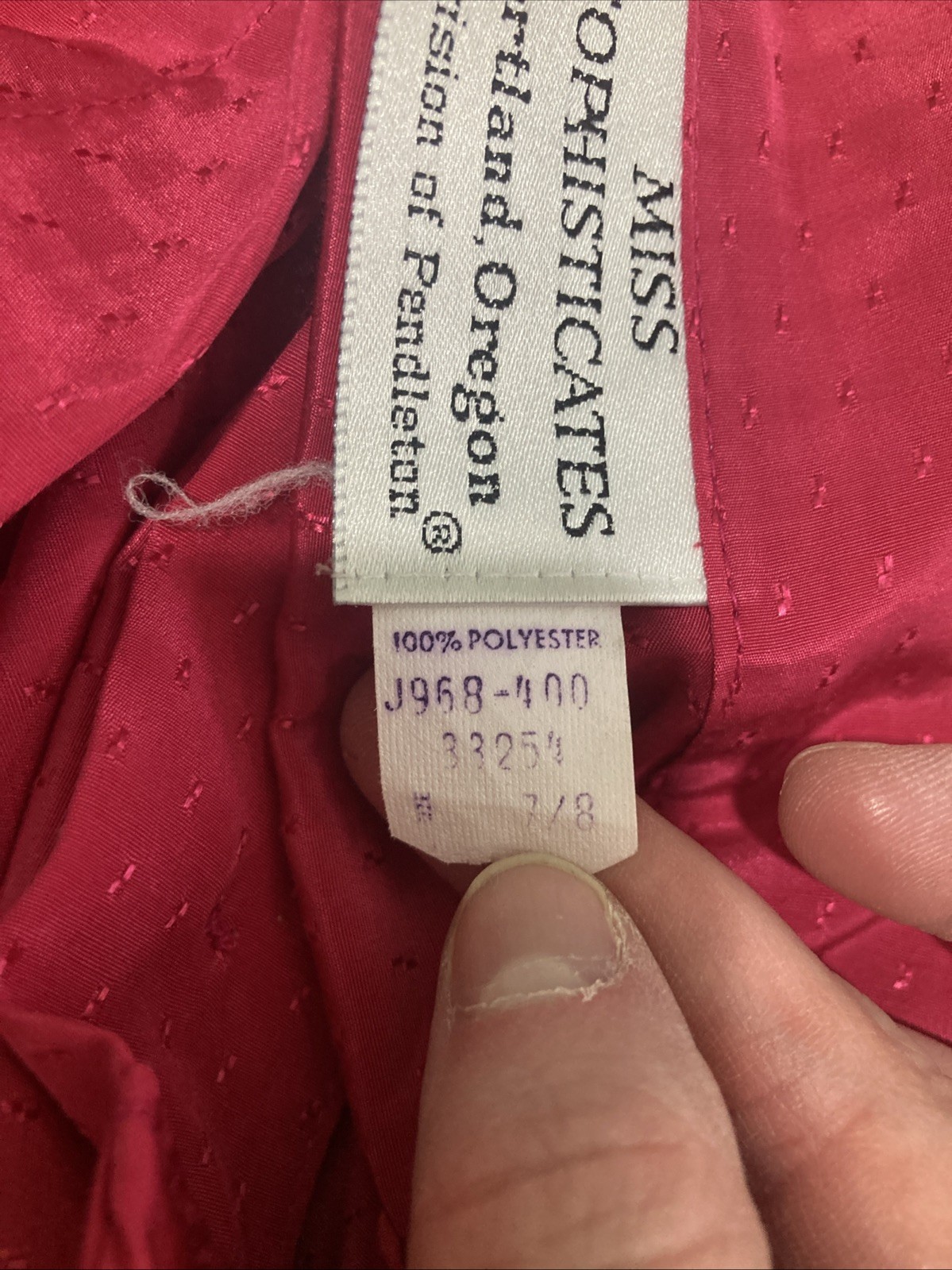 VTG 80s Miss Sophisticates Pendleton Hot Pink Pussybow Secretary Blouse 7/8 XS/S