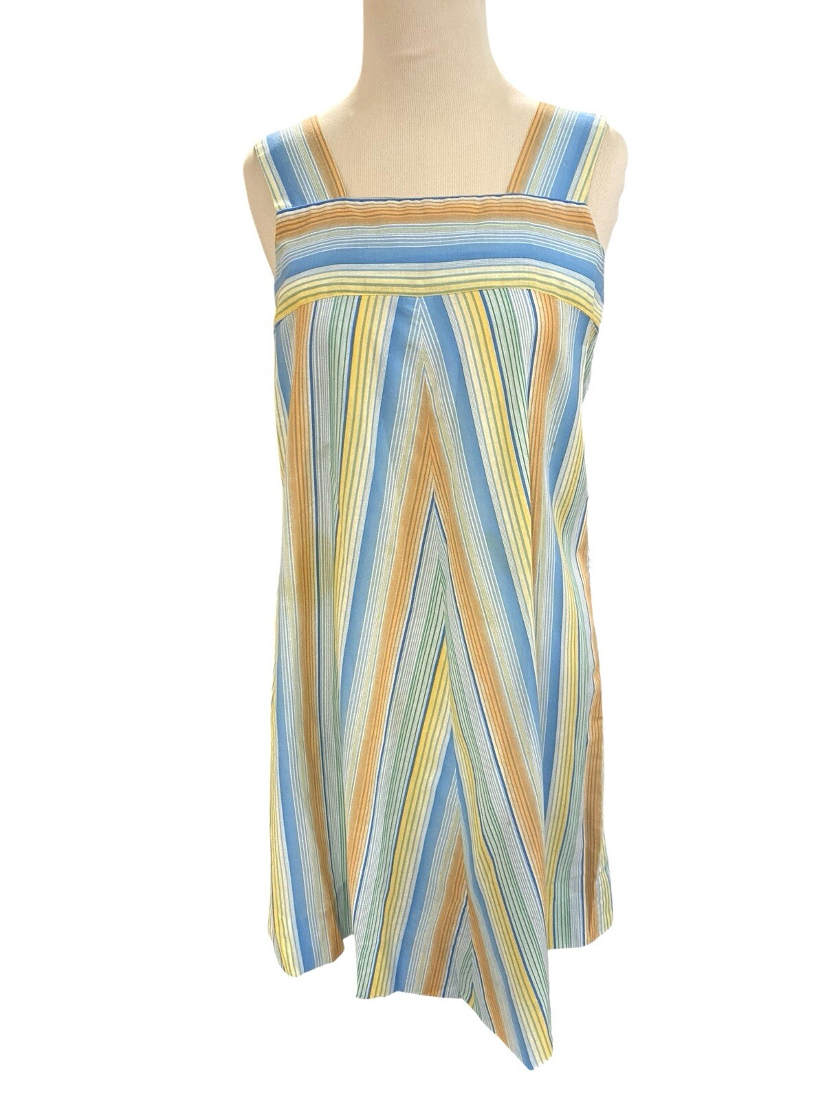 Vintage 70s Striped Mumu House Dress One Size Handmade Sleeveless