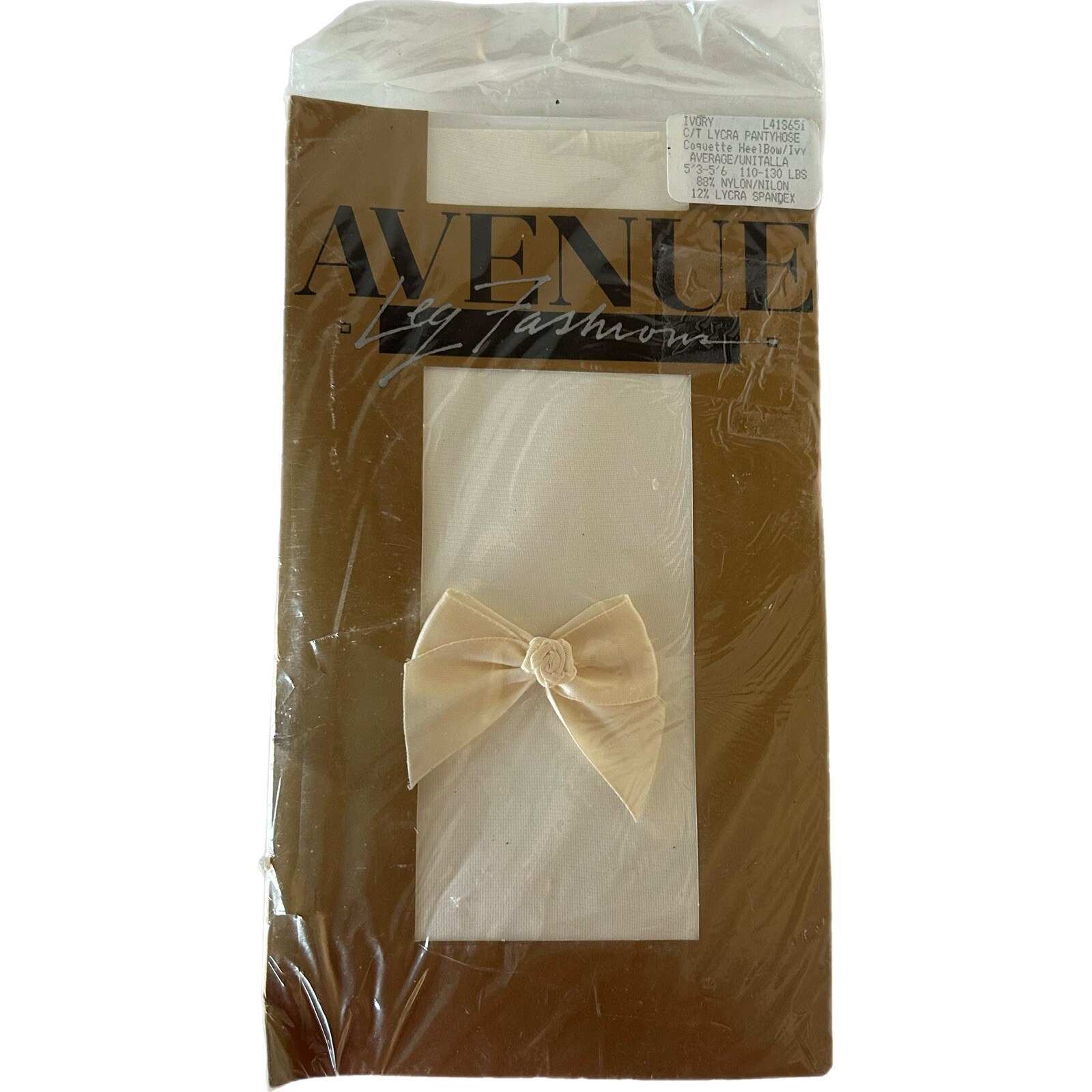 Vintage Avenue Leg Fashions Pantyhose Ivory Average Size 1995 USA Nylon Lycra