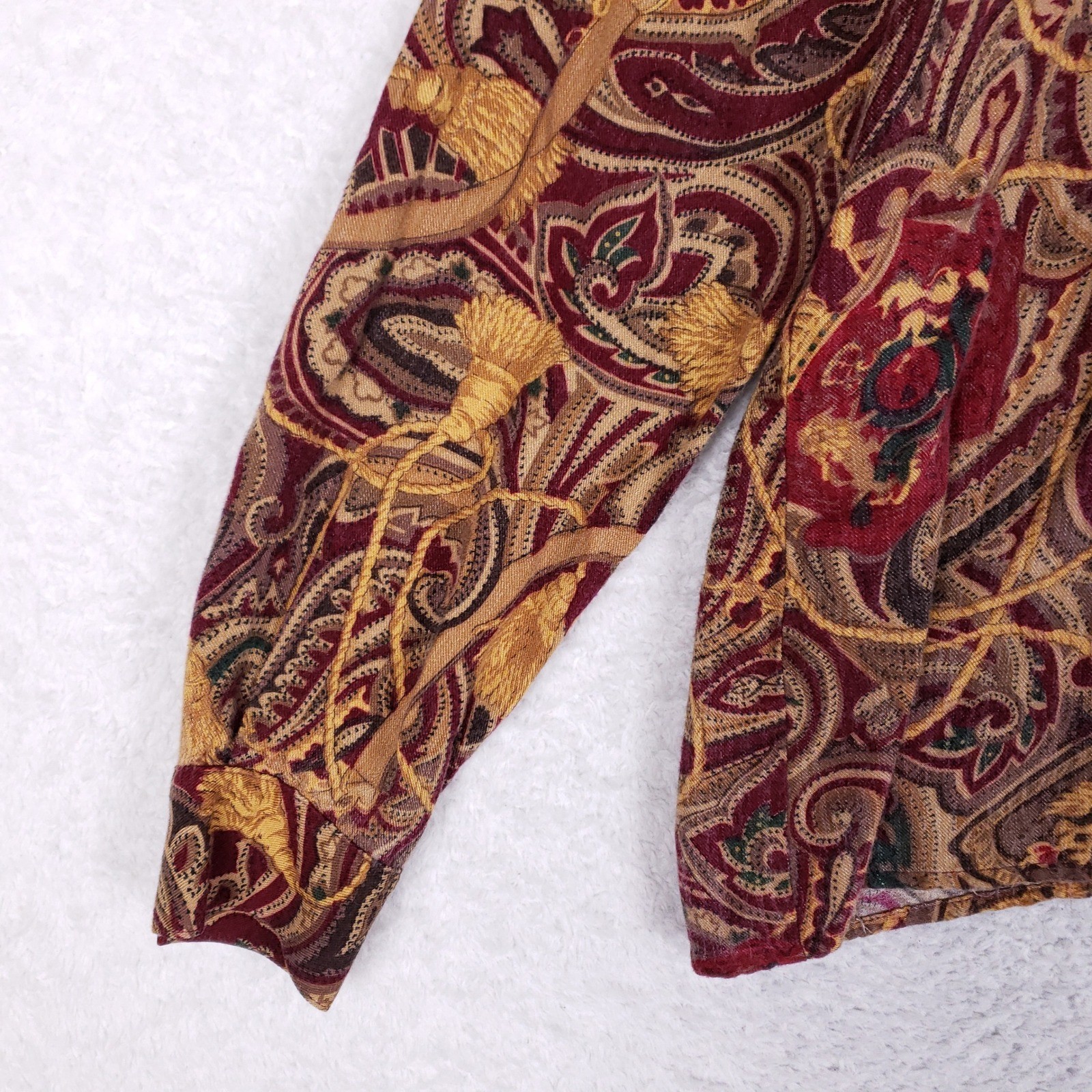 JOAN LESLIE Button Up Shirt Womens 8P Regular Fit Multicolor Paisley Vintage