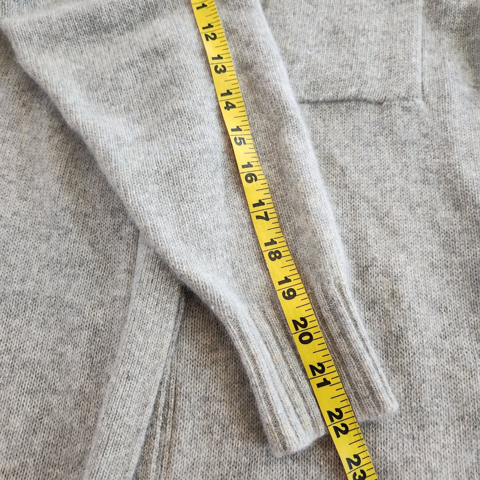 Vtg Liz Claiborne Lambswool Angora Long Cardigan Maxi Sweater Coat Gray Small
