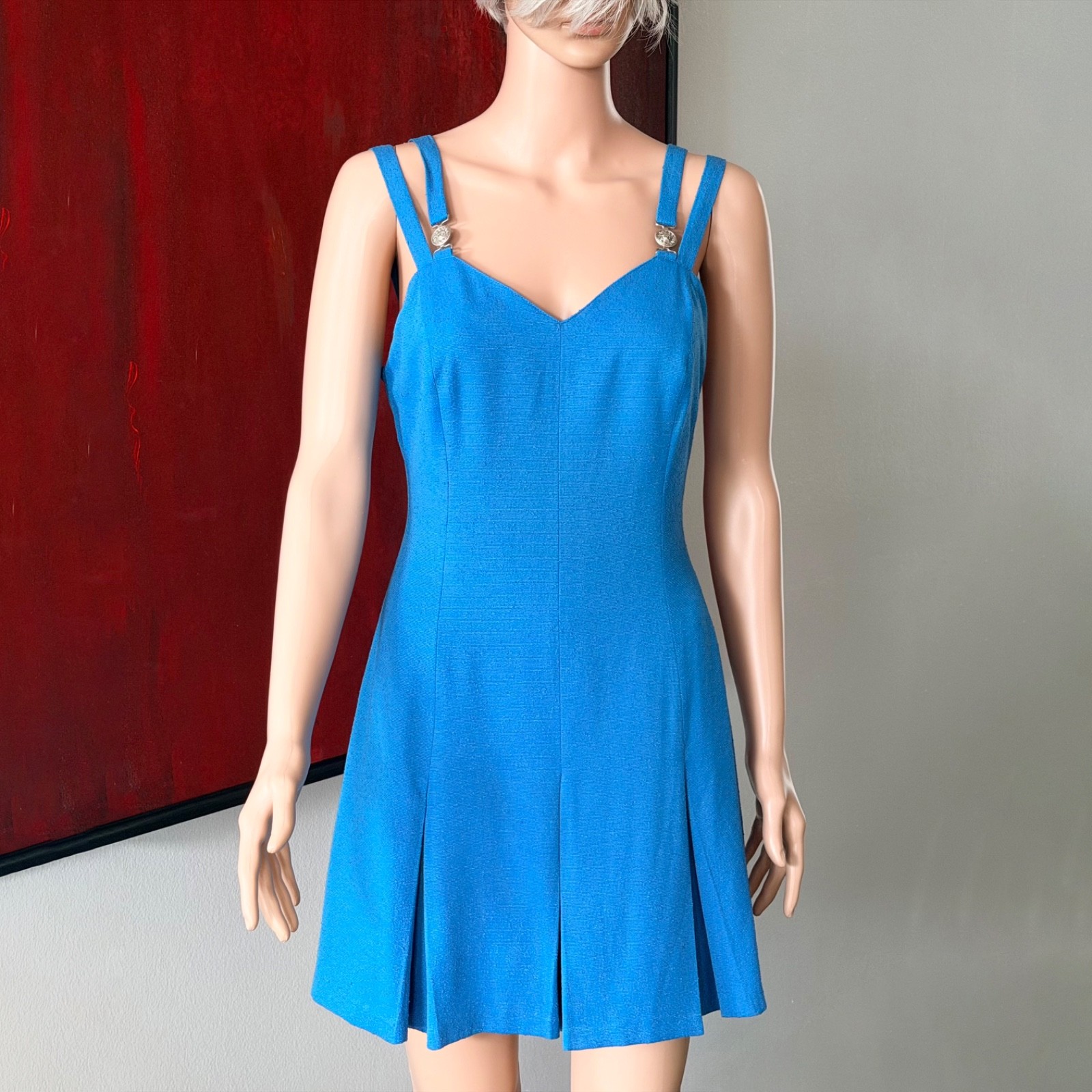 VERSACE JEANS COUTURE 1990s double-strap mini dress in blue size 42