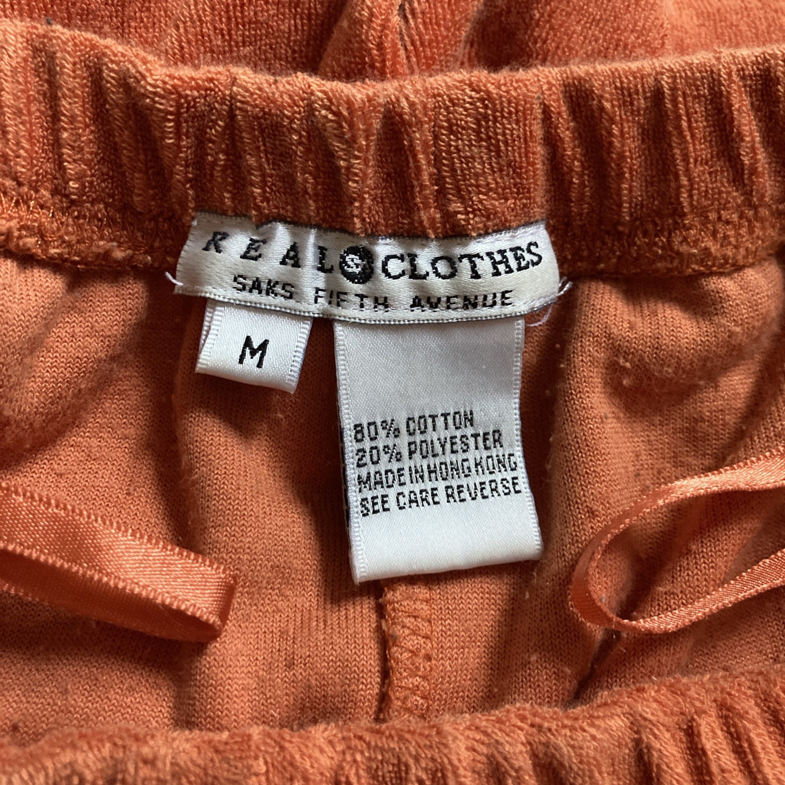 Vintage 80s Real Clothes by Saks Fifth Ave Sz M Orange Terry Cloth Pull-On Pants