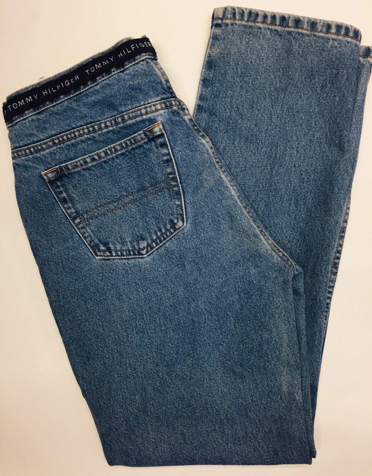 Tommy Hilfiger Mom Jeans Denim Pants Vintage 90s SPELLOUT Blue Baggy Hipster 10