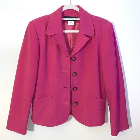 Vintage Harve Benard by Benard Holtzman Pink Wool Blazer Dress Suit Jacket Sz 6