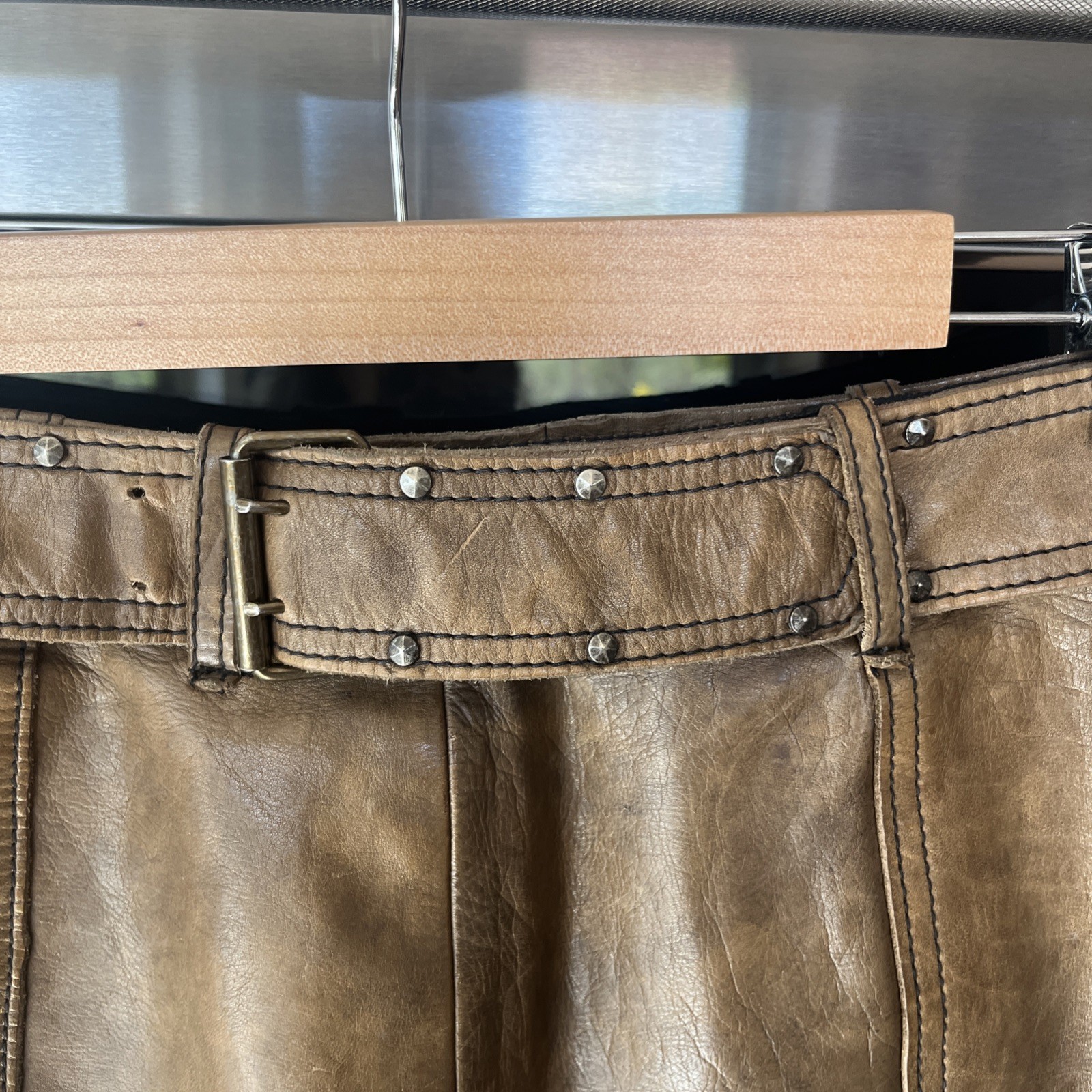 Vintage 60’s Beatle Vibe Women’s Leather Mini Skirt. Size 6 To 8 Cordoba London