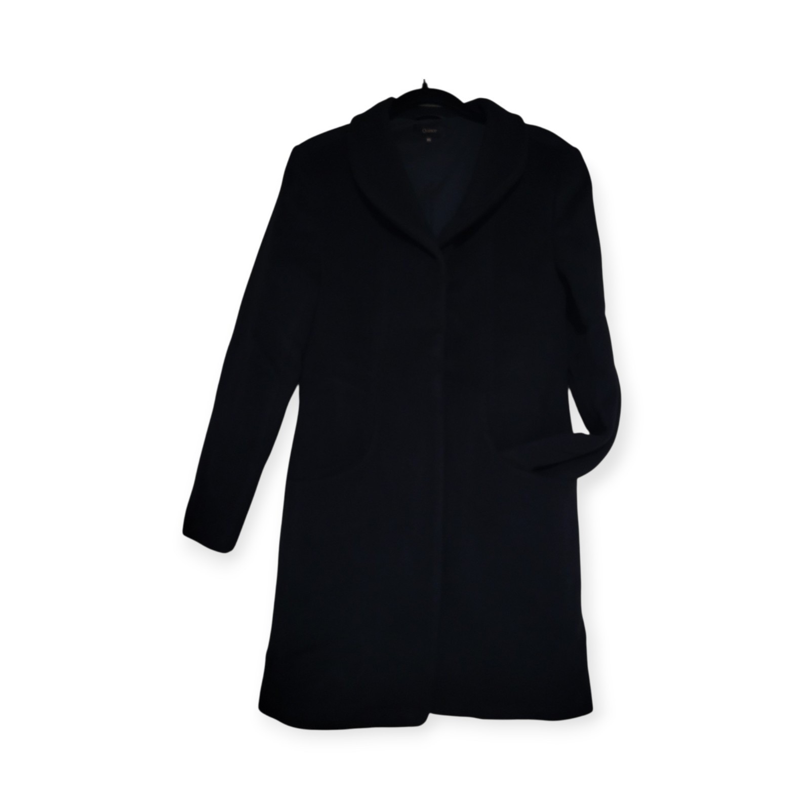 Quince Womens XS NWOT Wool Cashmere Cocoon Coat Black Shawl Collar Horn Buttons