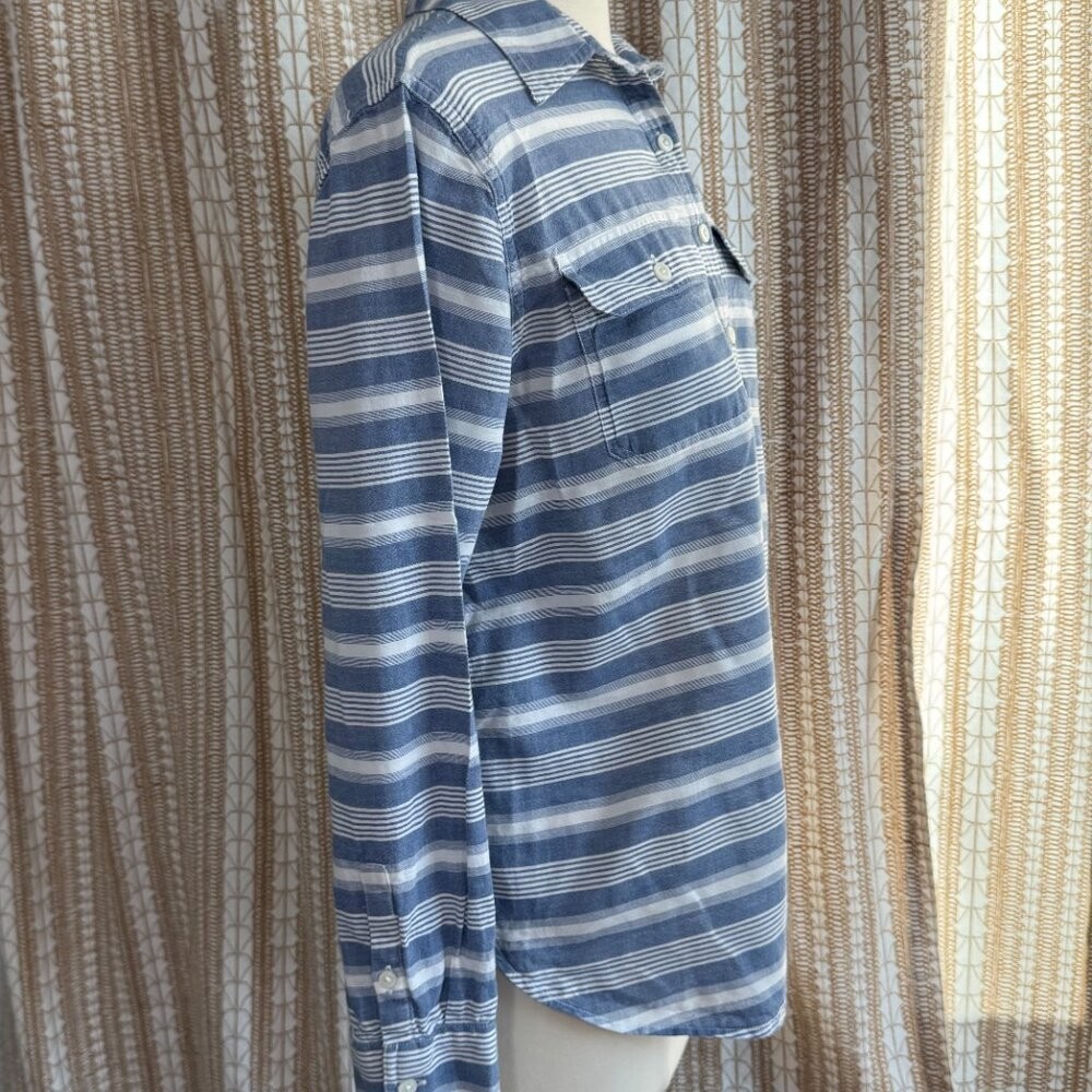 Chaps Denim Blue & White Striped Pullover Blouse | Size M
