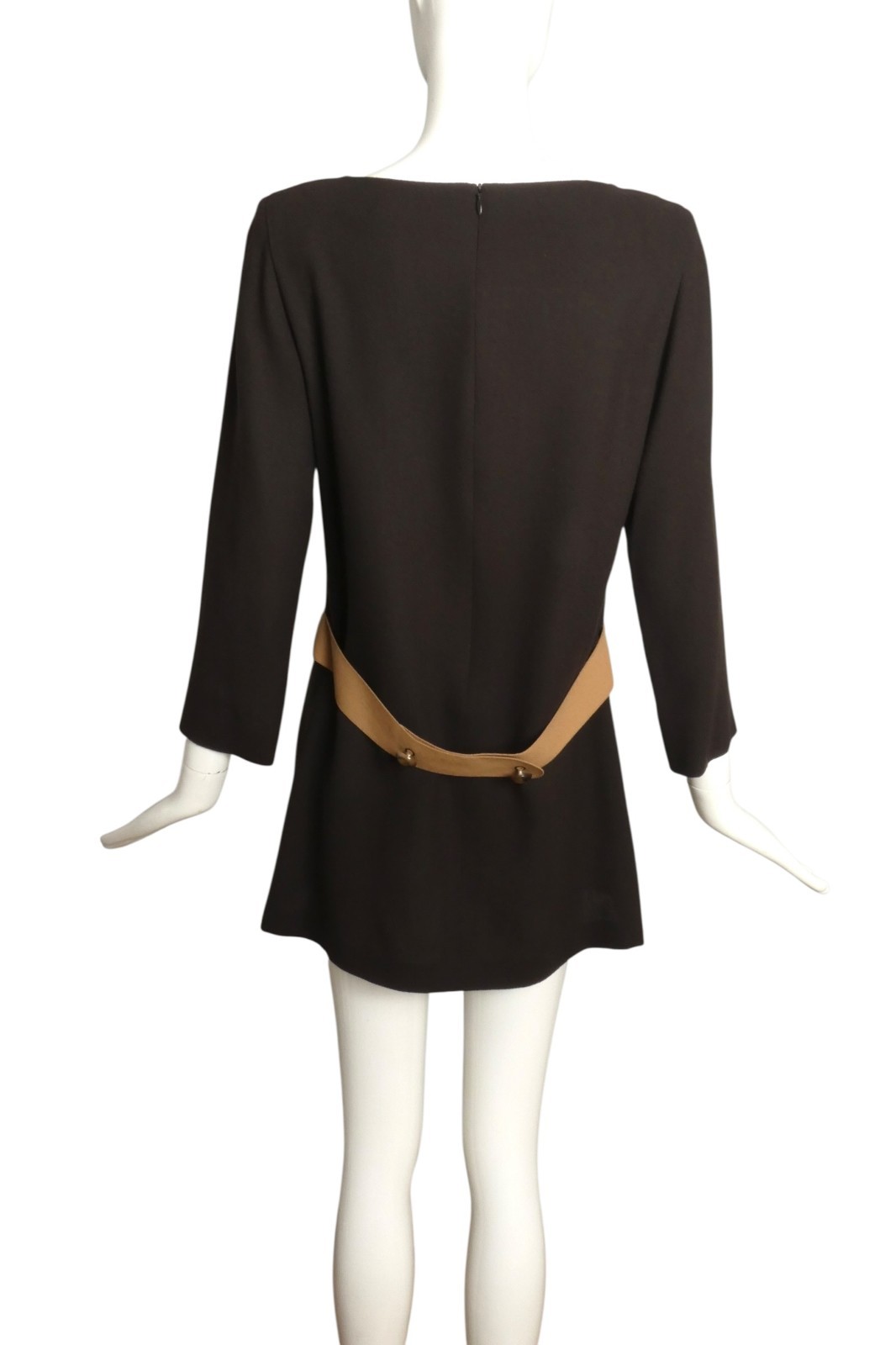 PIERRE CARDIN- 1990s Wool Crepe Shift Dress, Size 4