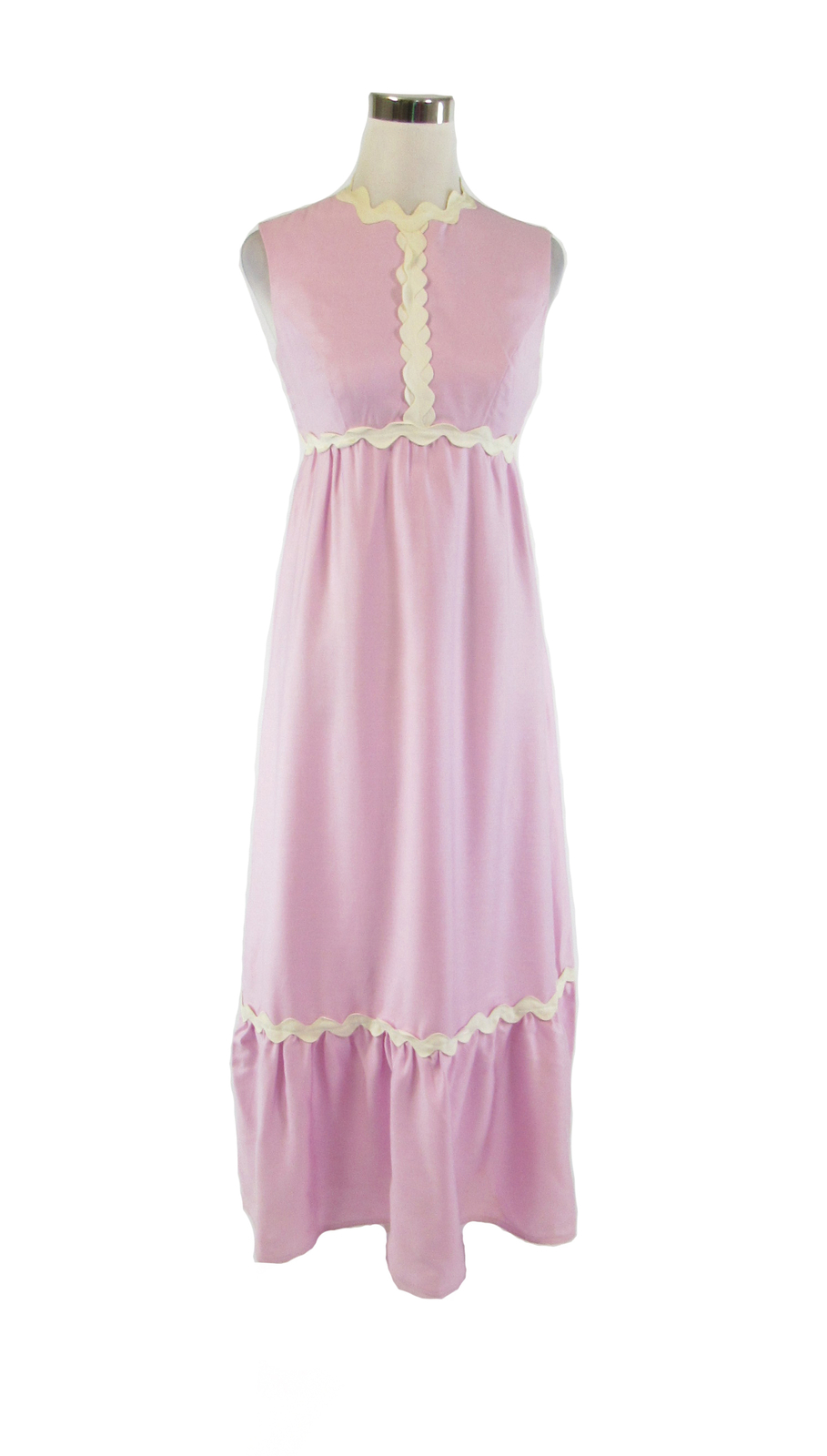 Light purple ivory cotton blend sleeveless vintage maxi dress S