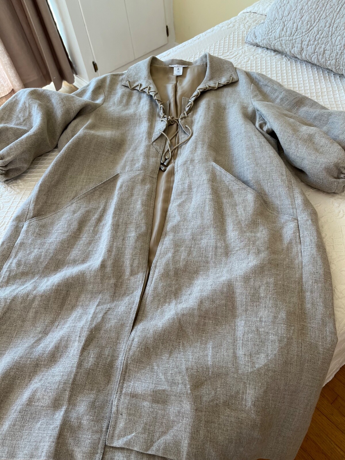 Vintage 1990’s Oscar de la Renta Heavy Linen Coat w Silk Lining-Rare-Size 10-EUC
