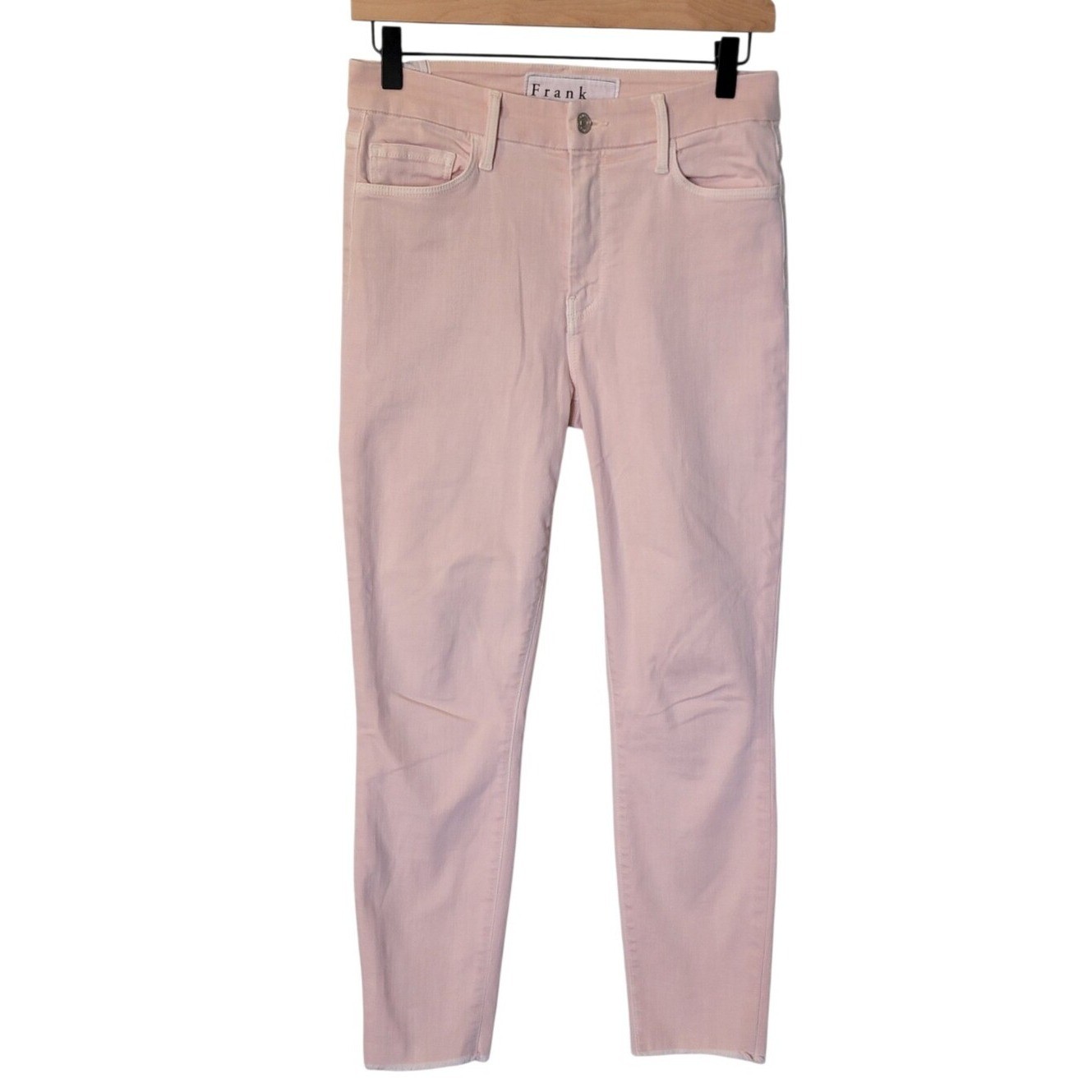 Frank & Eileen Sligo Vintage Rose Pink Raw Hem Jeans Womens 28 Straight Stretch