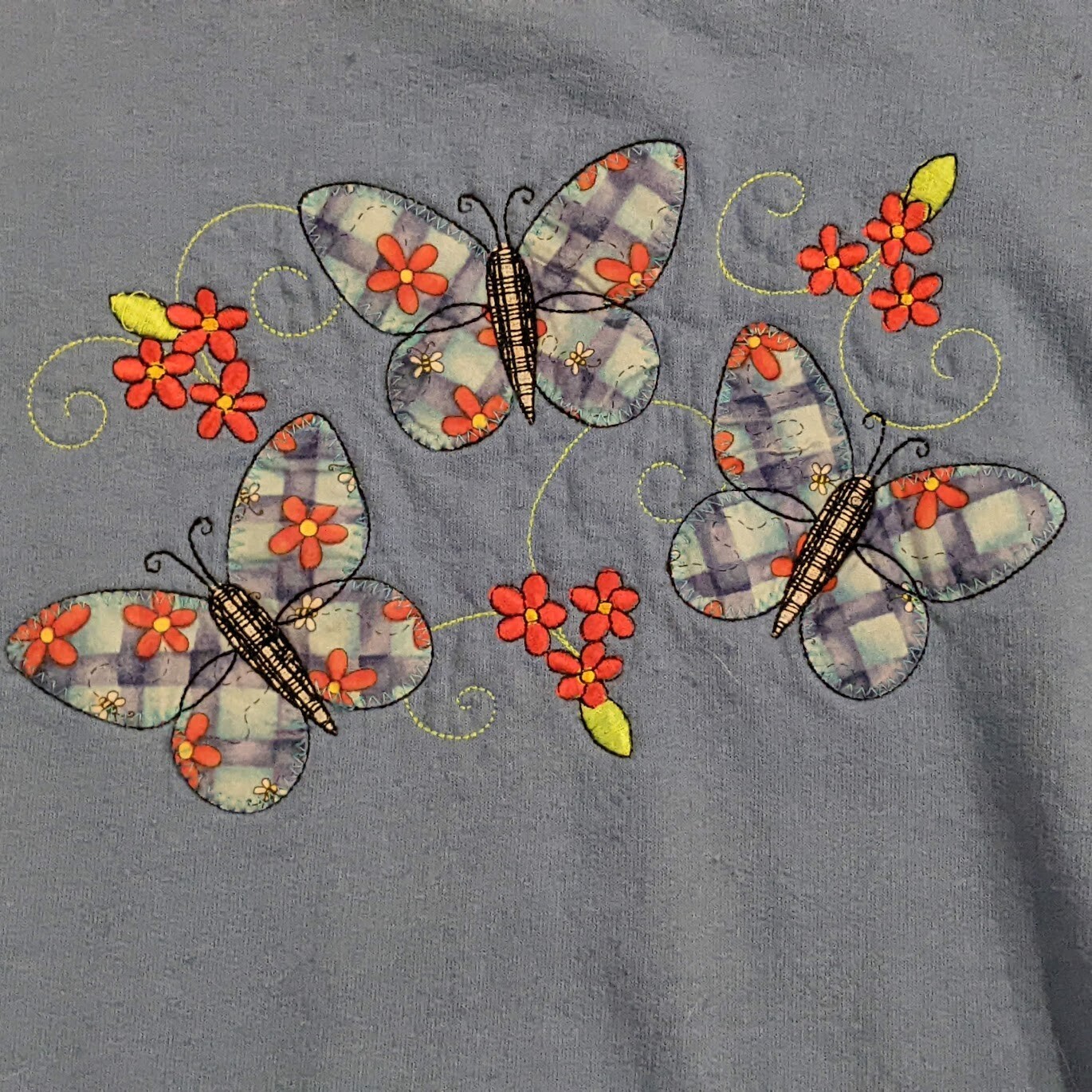 Vintage 1980s Top Stitch by Morning Sun Blue Butterfly Small Crewneck Sweatshirt