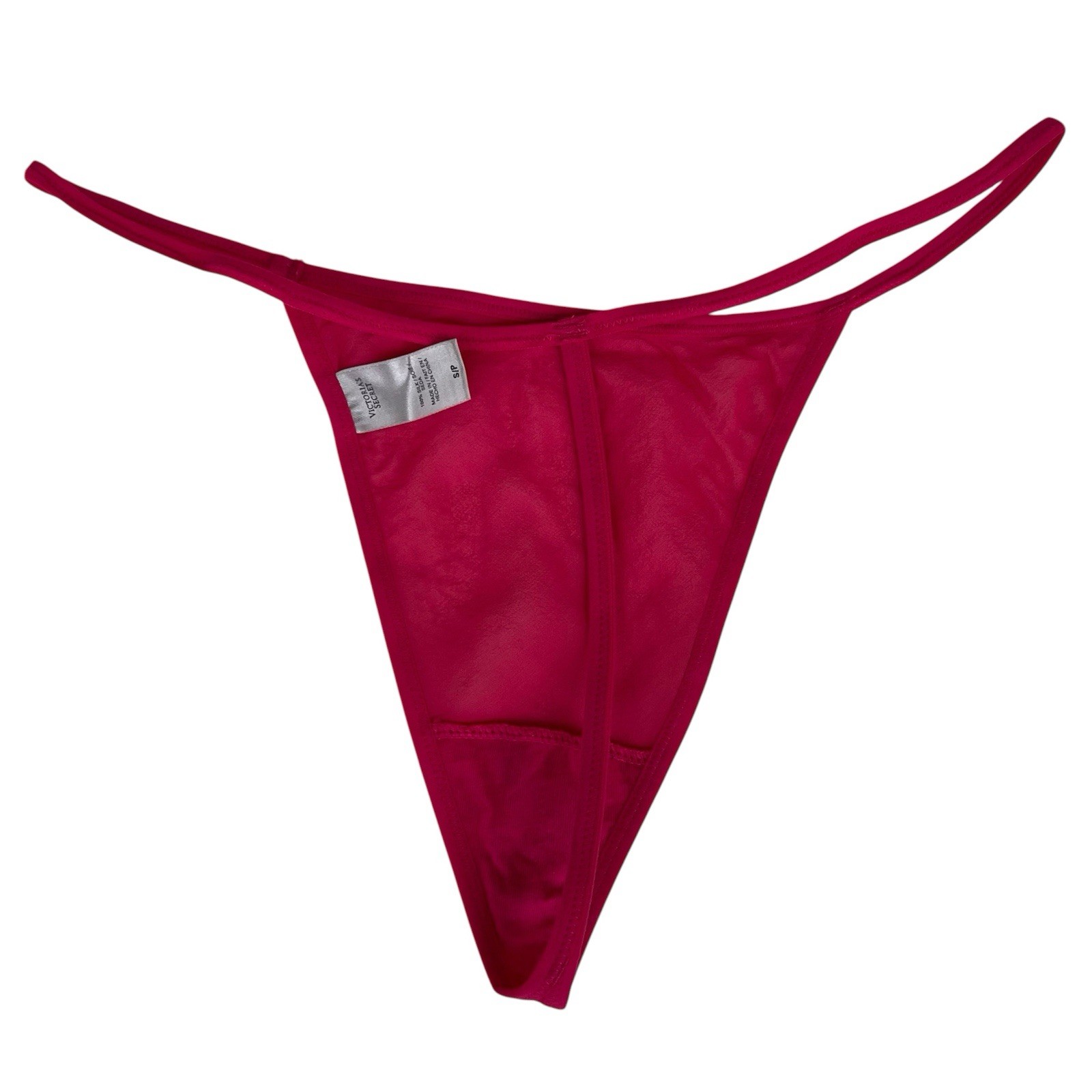 Y2K Victoria’s Secret Hot Pink Sheer Silk Thong String Bikini Panties G String