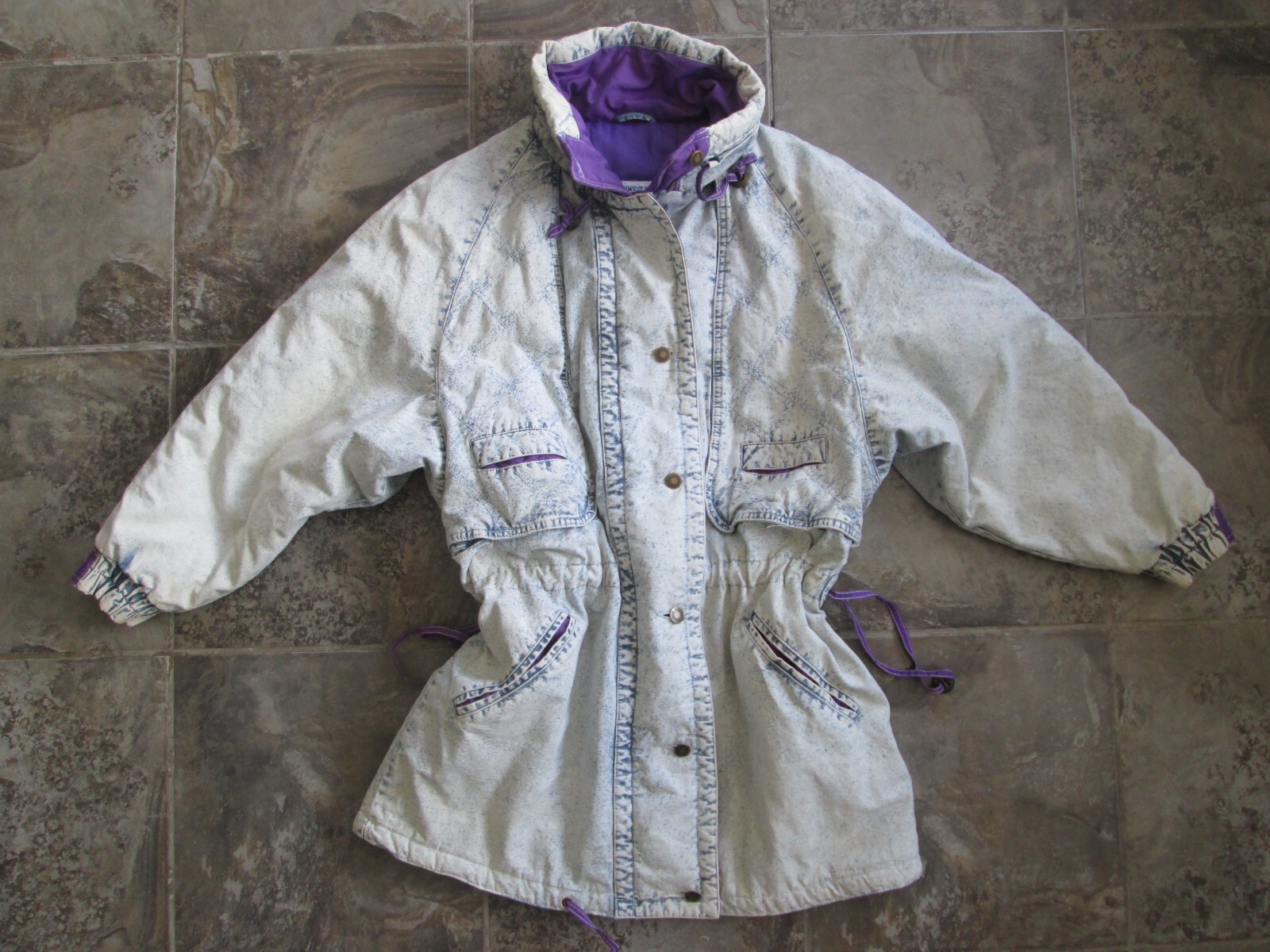 Vintage Northwest Blue Company Medium Jacket Denim Acid Wash 80s Long Quilted