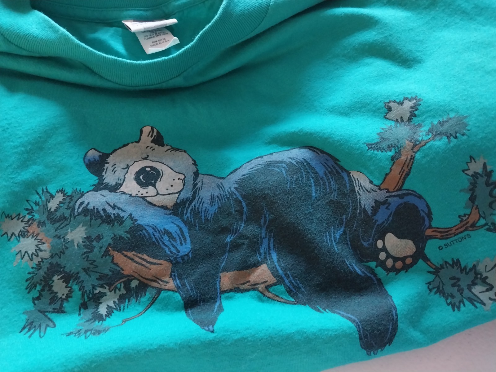 VTG NORTHWEST TREK SLEEP SHIRT COTTON BABYDOLL CABIN BEAR FISHING CAMPING 52 OS