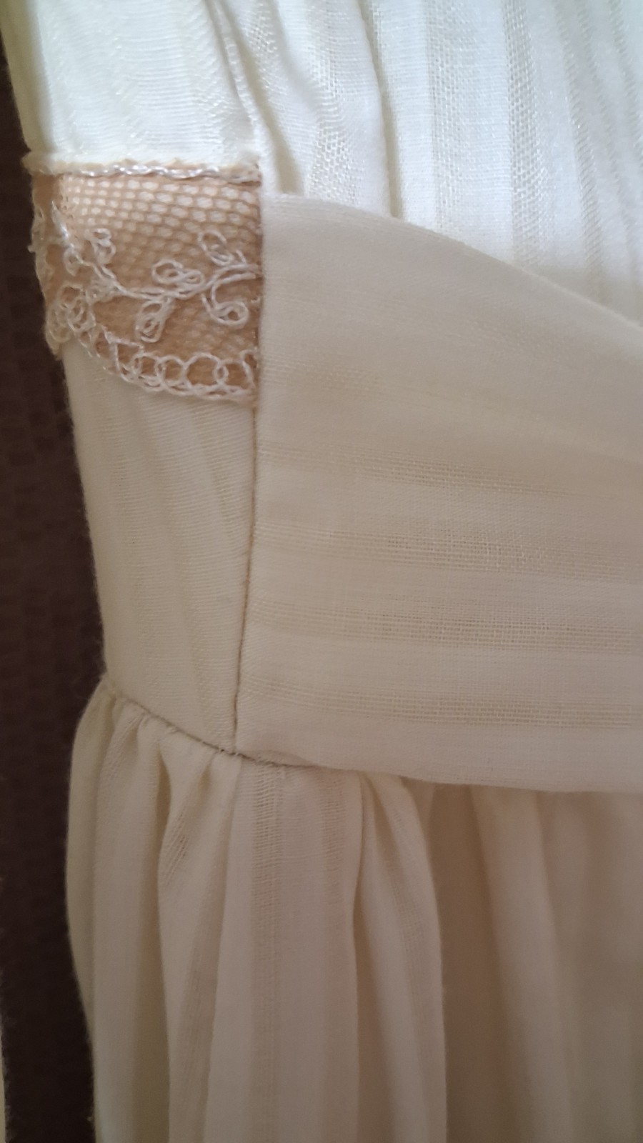 1970’s Long Boho Style Ivory Lace Up Bodice Cotton Dress By Zum Zum