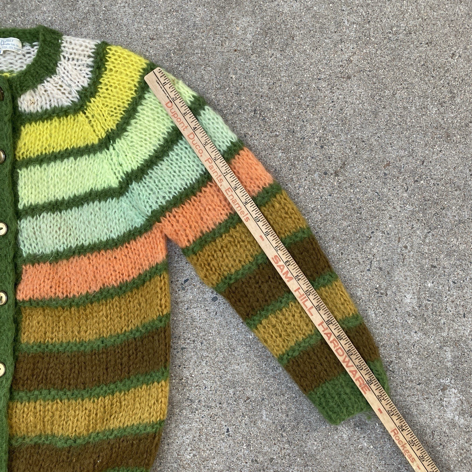 Vintage 50s 60s Mohair Cardigan Women Made in Italy Size 38 M/L Pastel Striped