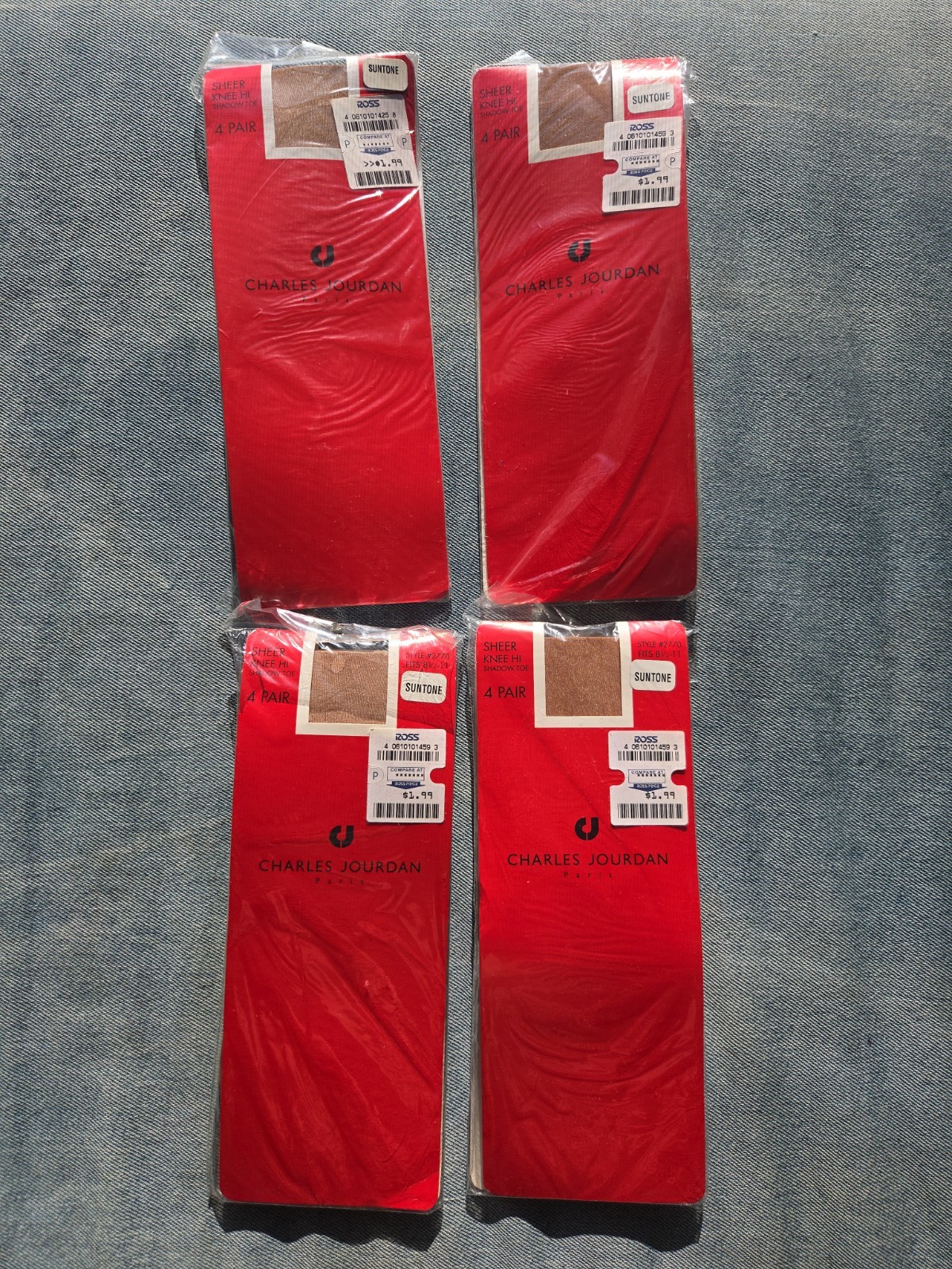 VINTAGE Lot Of Charles Jourdan Paris Sheer Knee Hi Shadow Toe Color SUNTONE NOS