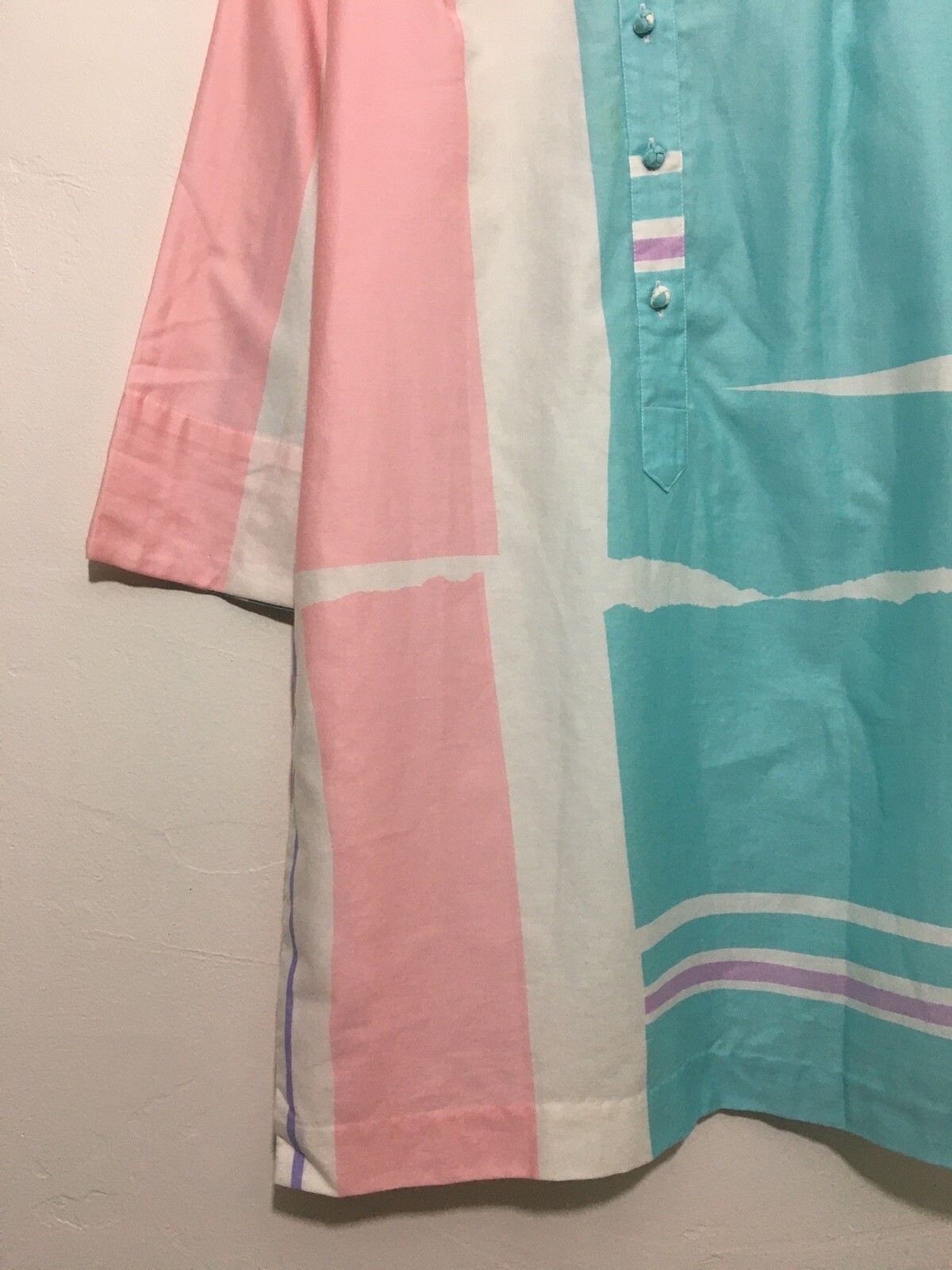 Vtg Catherine Ogust Penthouse Gallery Burma Dress Nehru Collar• Retro Abstract