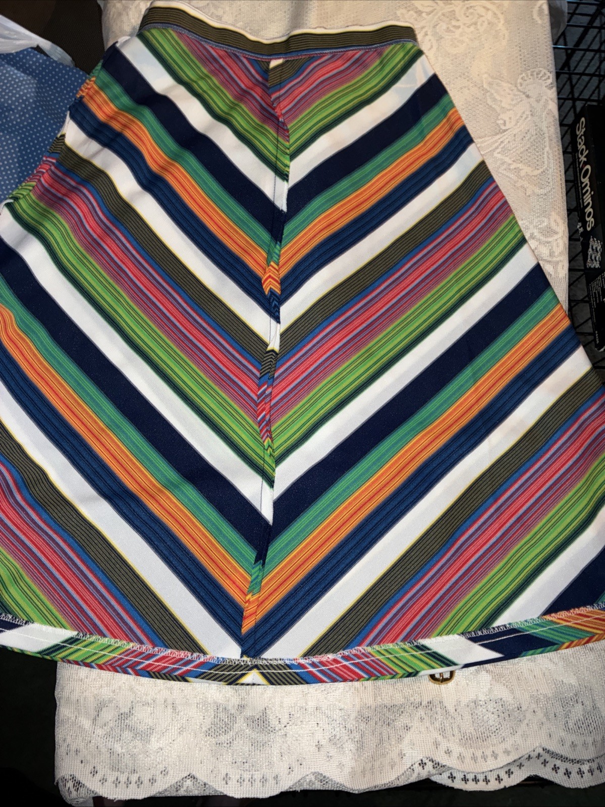 Vintage 70s Tomboy of California? Retro Rainbow Stripe A Line Mini Skirt