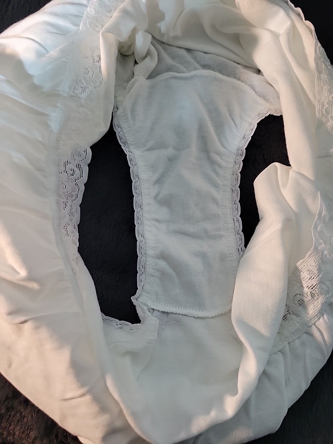 1 Pair 80s Pastel Lace Trim 100% Cotton Granny Panty White Sz 12 USA High Waist