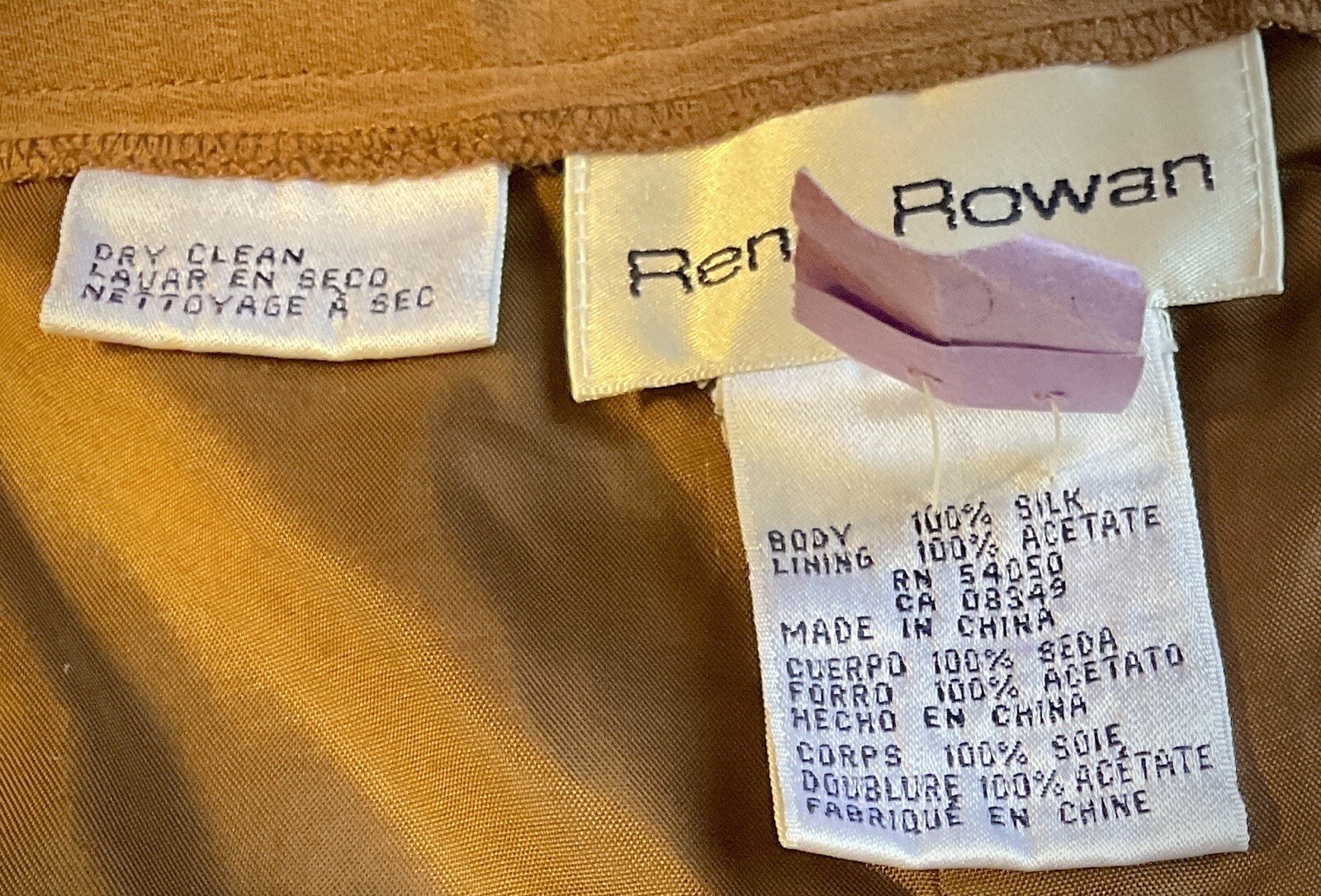 VTG Rena Rowan Women 2-Piece Silk Suit Sft Brown SzMED China Tailored Needs Fix