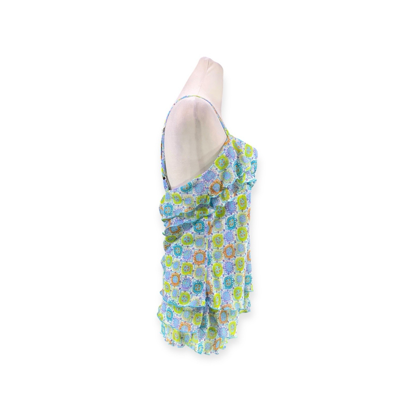 WHIMSICAL FAIRY BLOUSE TIERED RUFFLE CHIFFON SHIRT BLOUSE VTG Y2K FLIRTY FLORAL