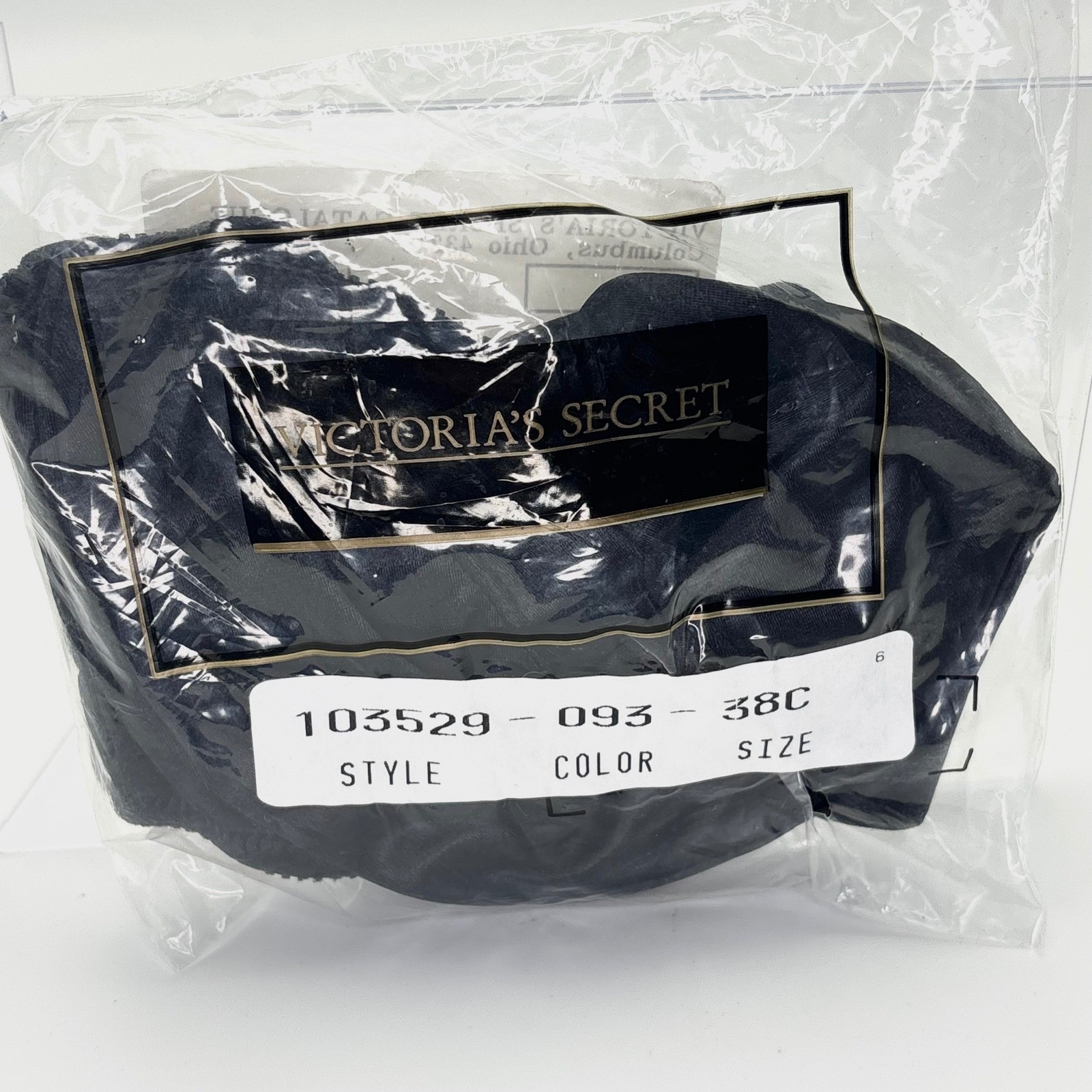 Vintage 90s Victoria’s Secret Taylor Stretch Satin Bra Black 38C NOS Sealed 1996