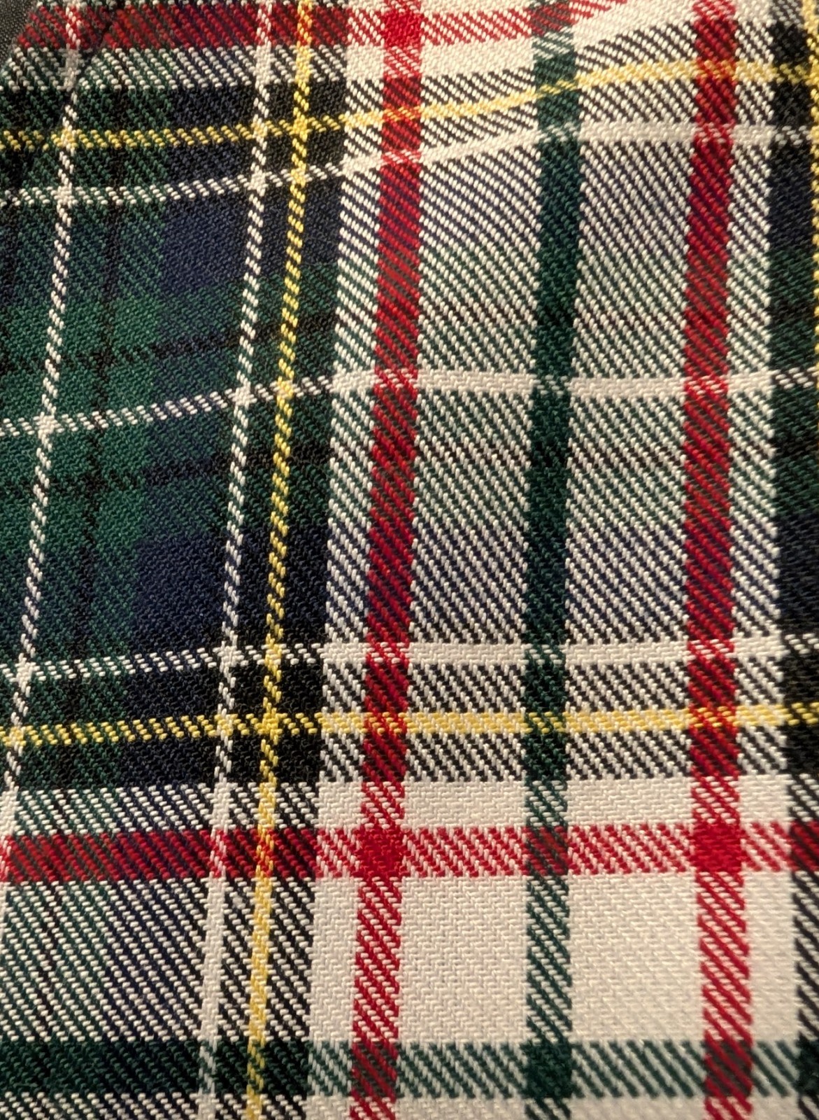 Hunts Point Ivory Green Red Tartan Plaid Vtg Deadstock Jumper Side Buttons 16
