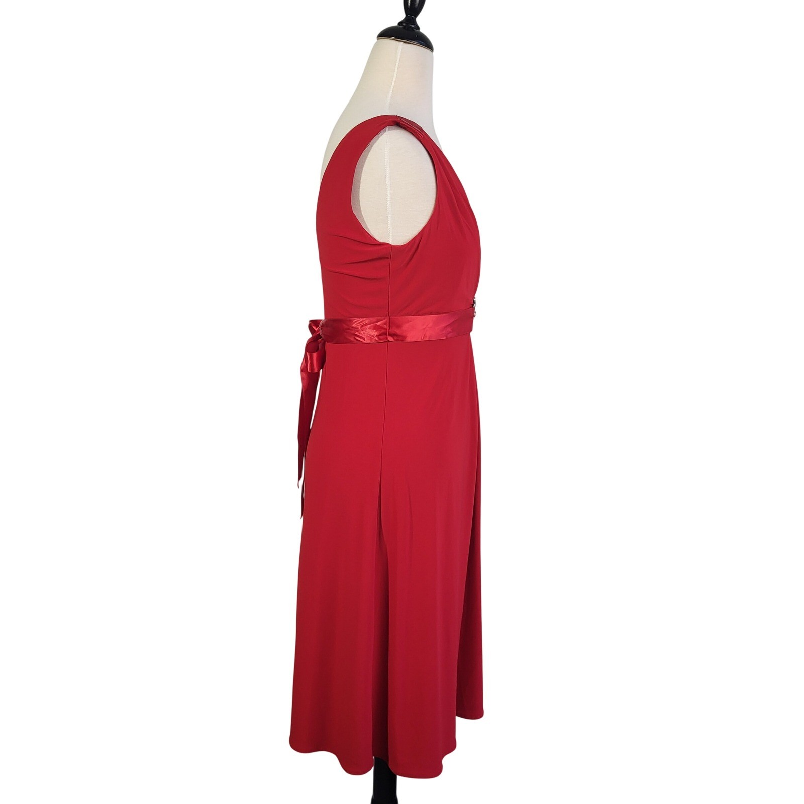 VTG Y2K Red Empire Waist Babydoll Cocktail Dress 10 Rhinestone Bow Romance