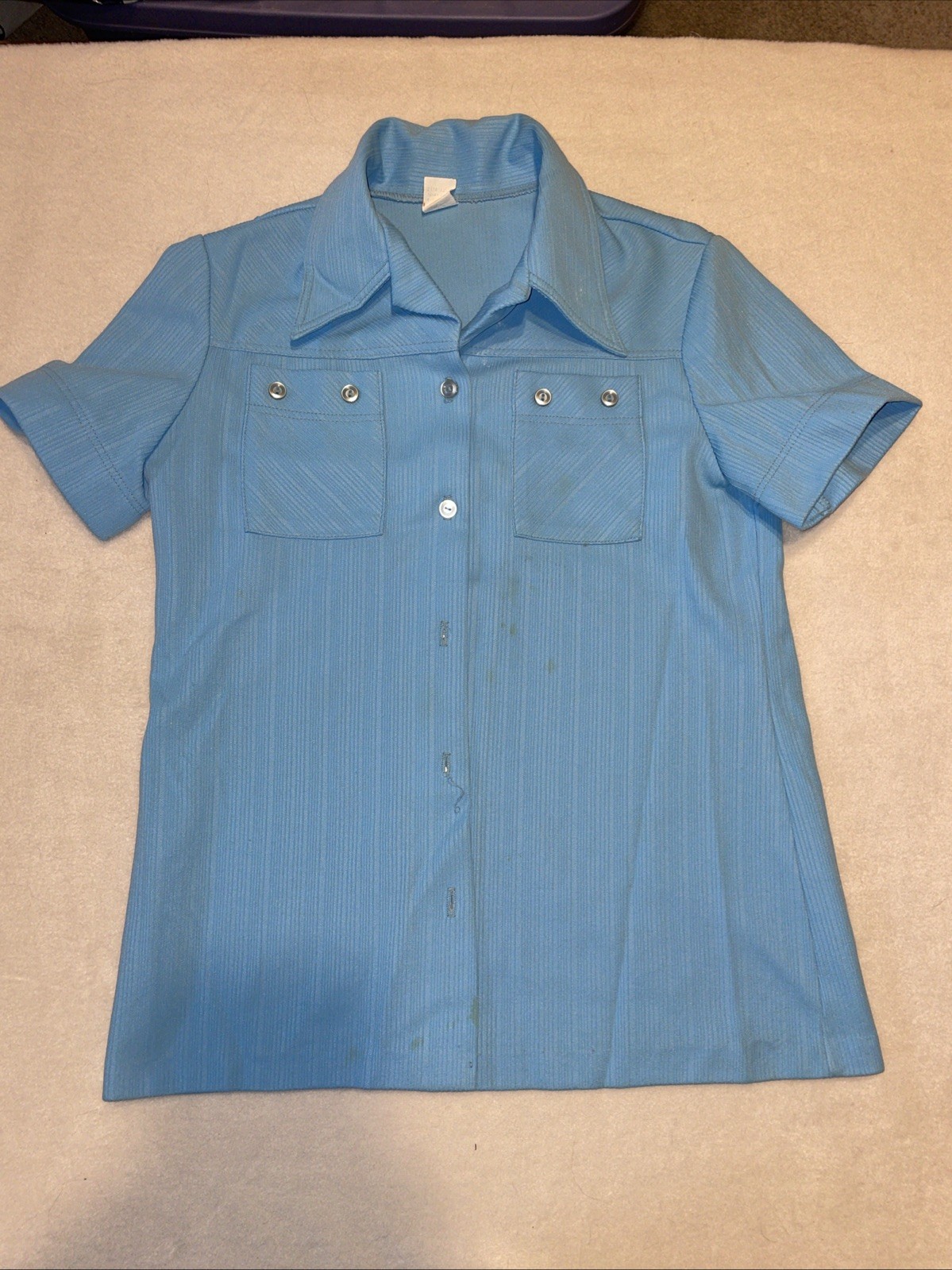 Vintage 60/70s Full Button Pocketed Blouse Pics For Measurements