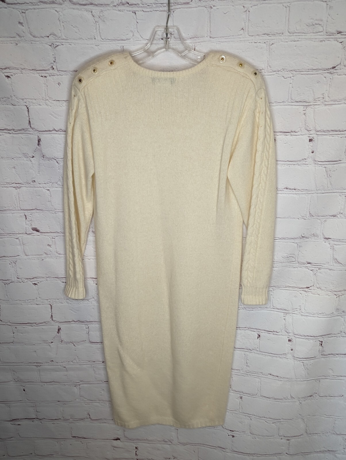 Vtg Outlander Women’s Winter White Lambswool/Angora Knit Sweater Dress Sz PS